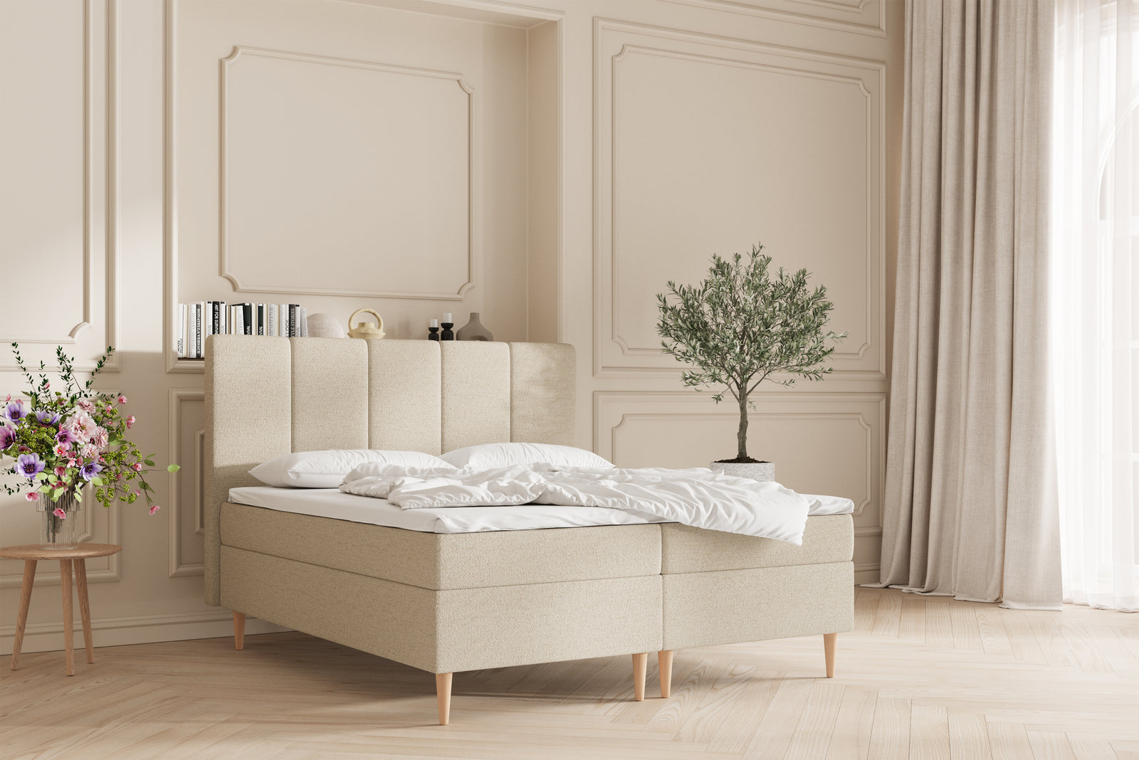 Leda opbevaringsseng - 180x200 - Lys beige