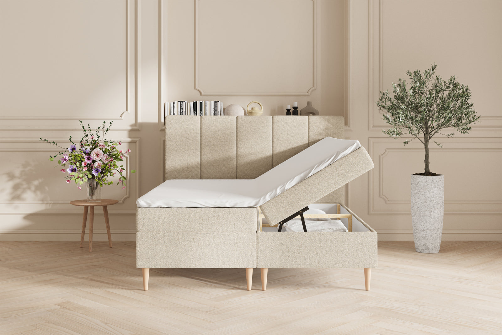 Leda opbevaringsseng - 180x200 - Lys beige