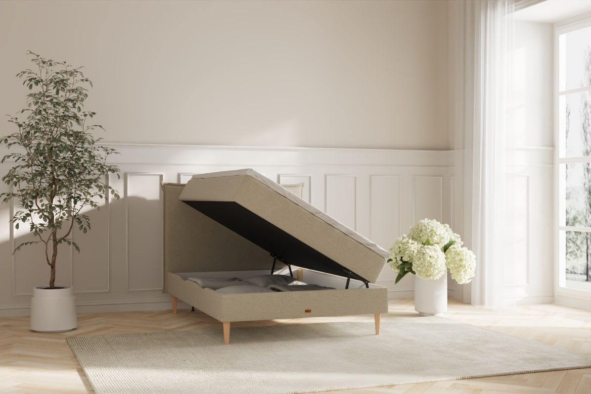 Karla Boxseng Med Opbevaring - 140x200 - Bouclé Creme
