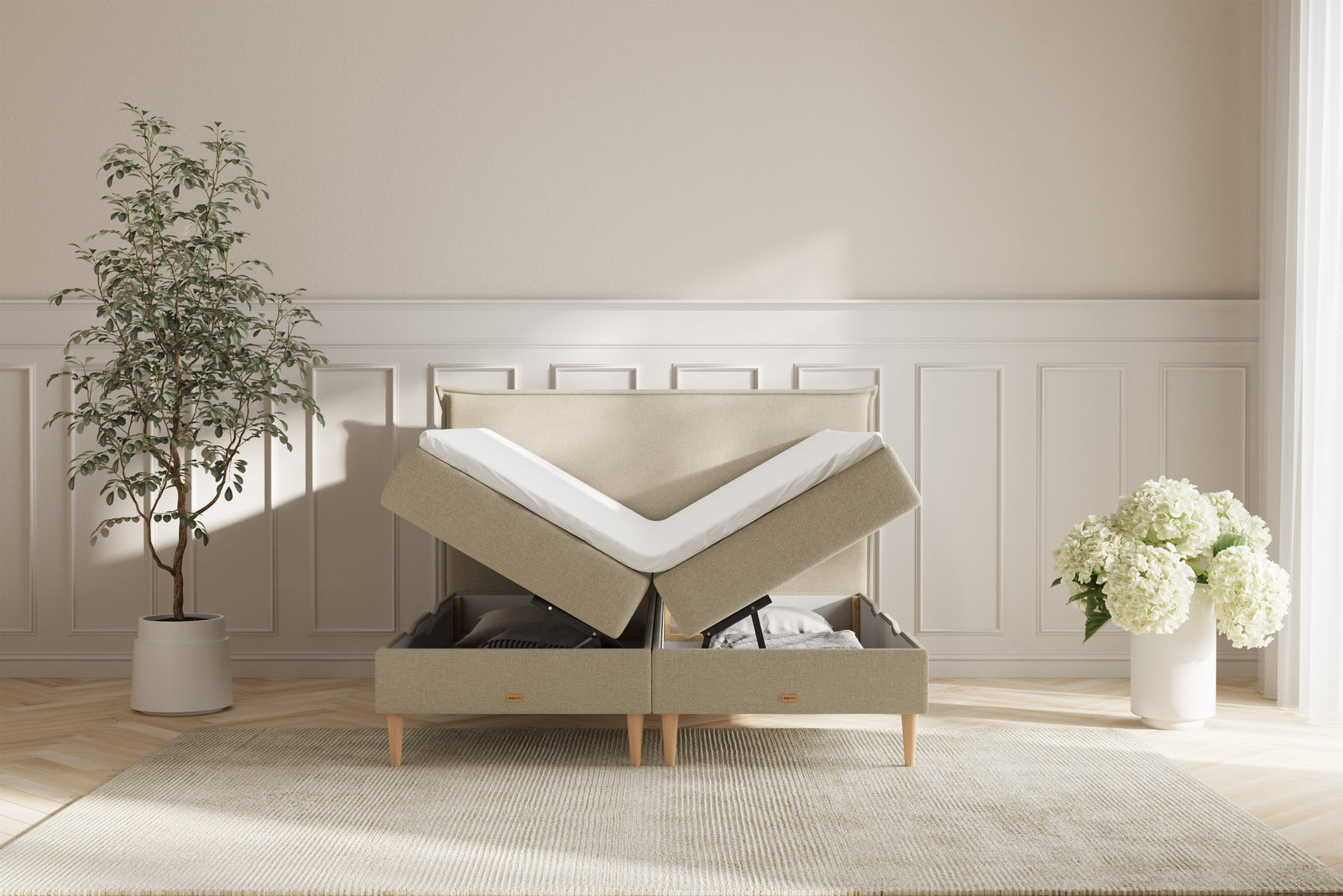 Karla Boxseng Med Opbevaring - 180x200 - Beige
