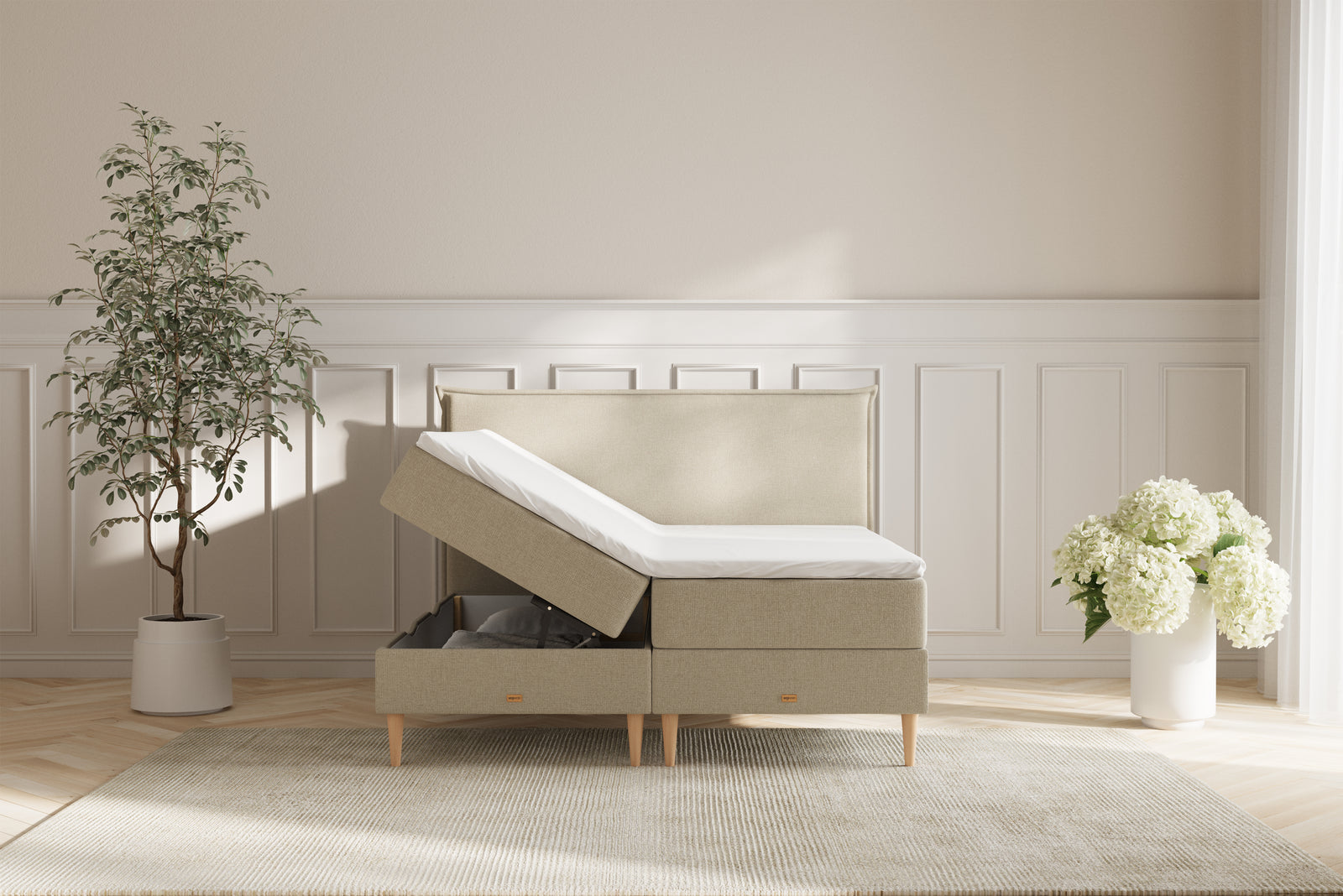 Karla Boxseng Med Opbevaring - 160x200 - Beige