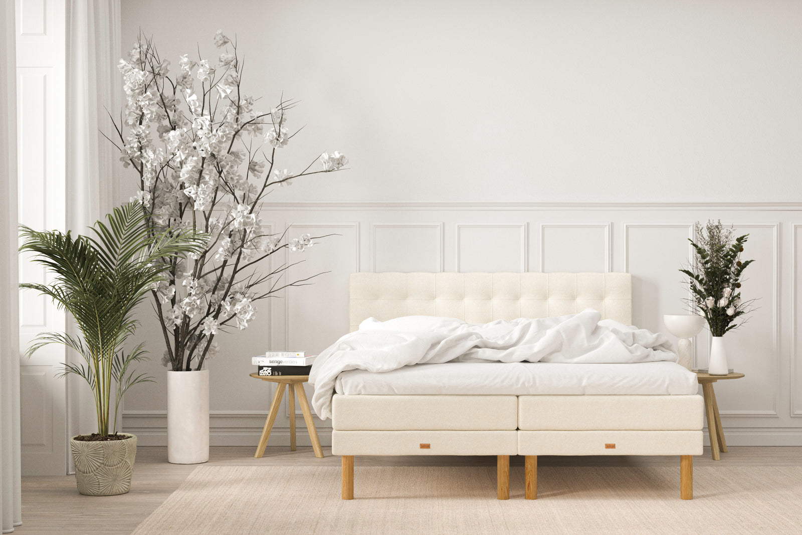 SÖVNN Deluxe Elevationsseng - 160x200 - Lys beige