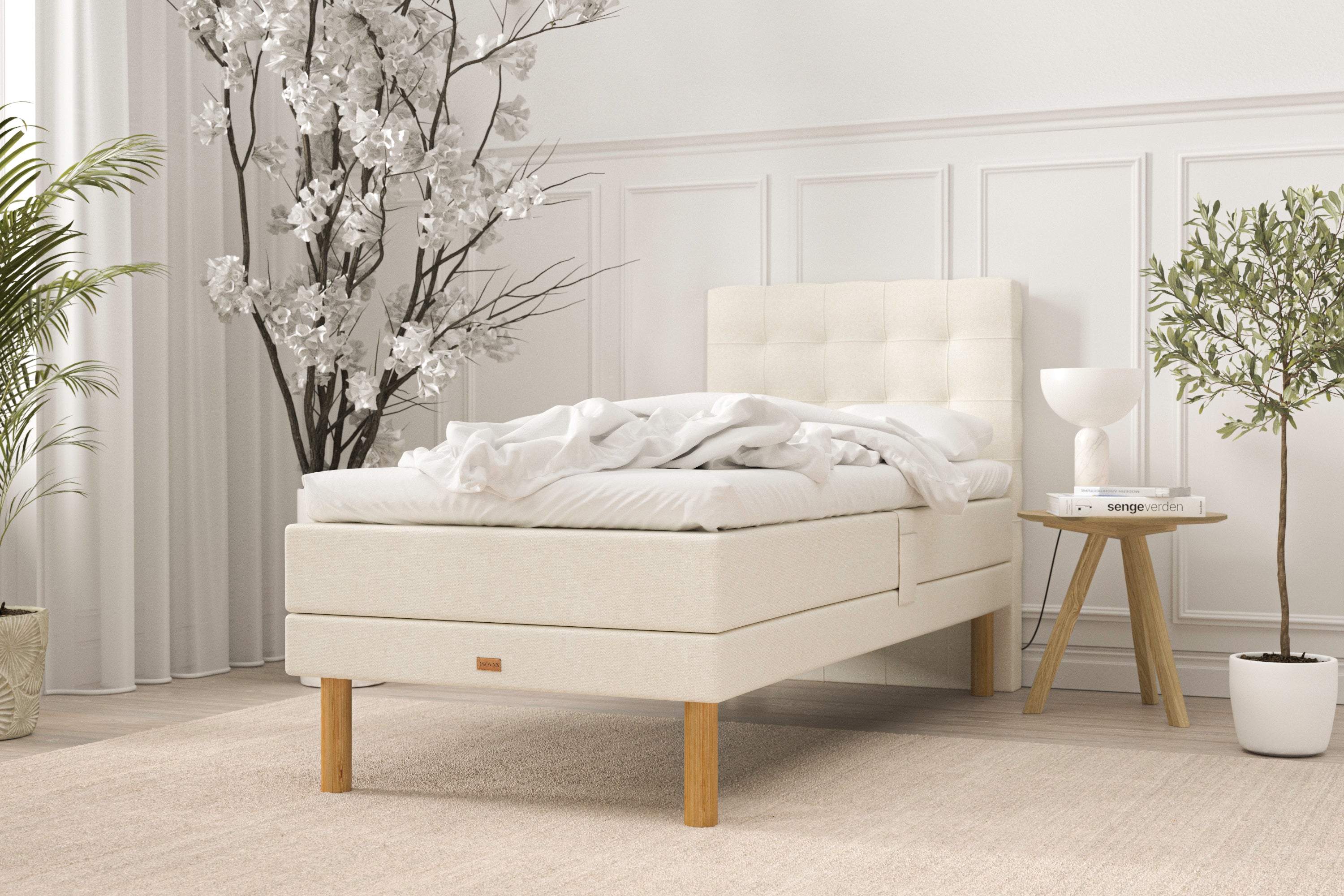 SÖVNN Deluxe Elevationsseng - 90x200 - Lys beige