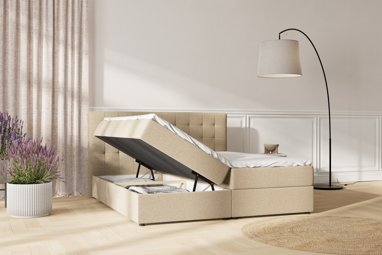 Eva Boxseng Med Opbevaring - 200x200 - Sand