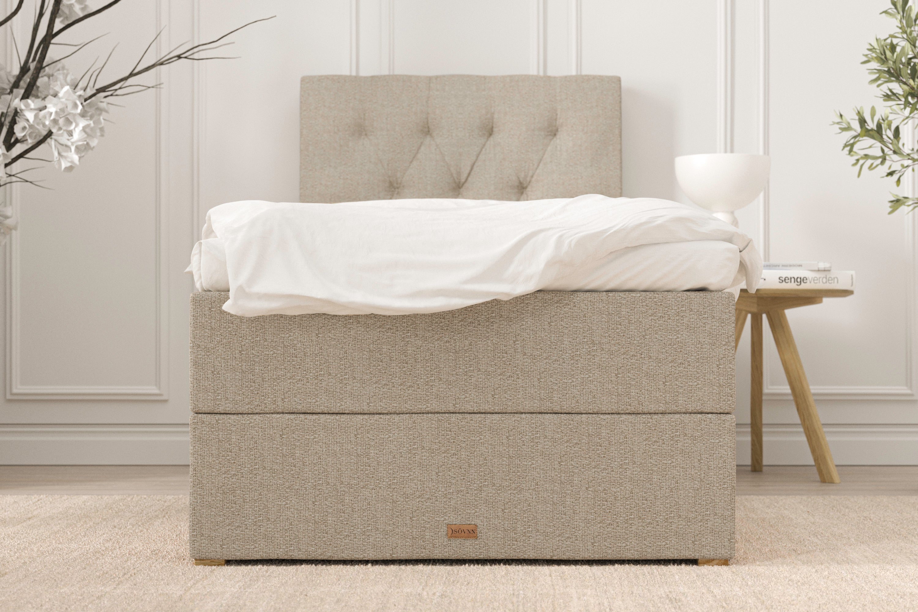 SÖVNN Ronja Boxseng Med Opbevaring - 90x200 - Sand