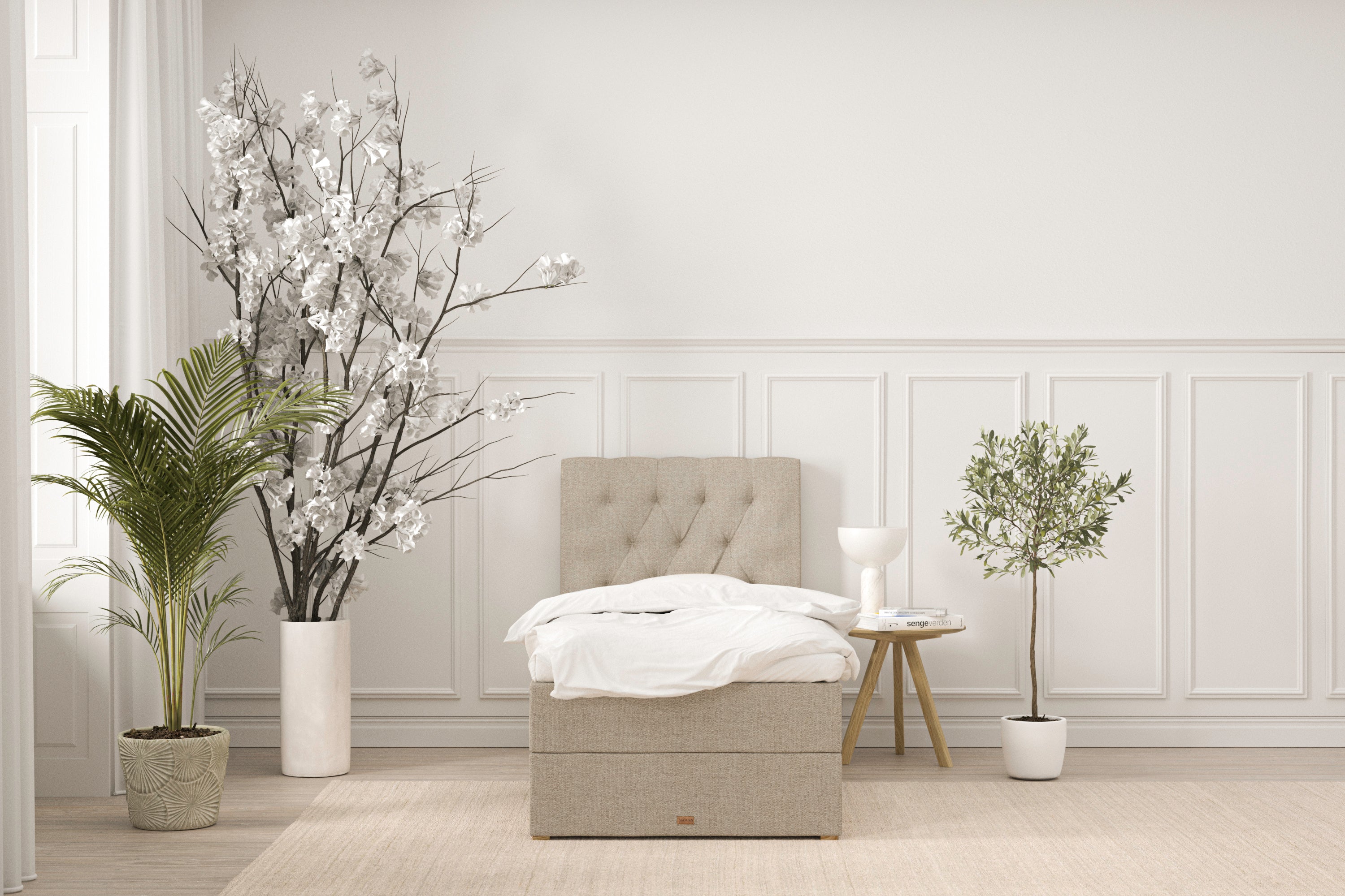 SÖVNN Ronja Boxseng Med Opbevaring - 90x200 - Sand
