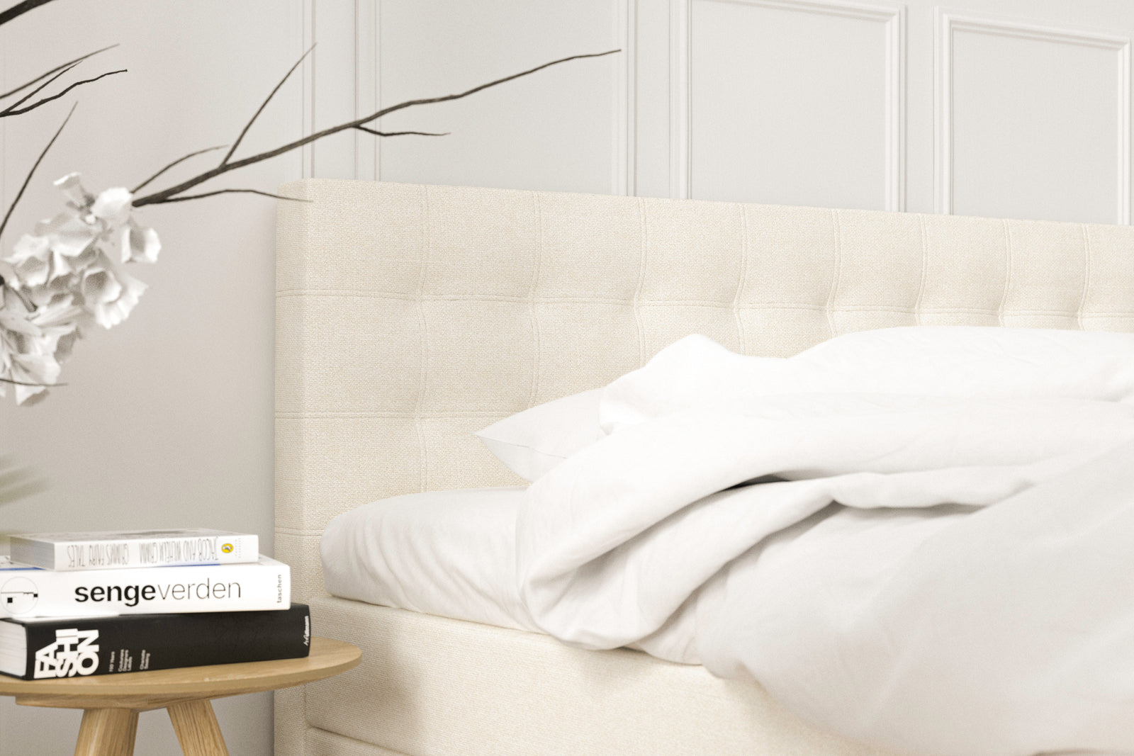 SÖVNN Alma Boxseng Med Opbevaring - 180x210 - Lys beige