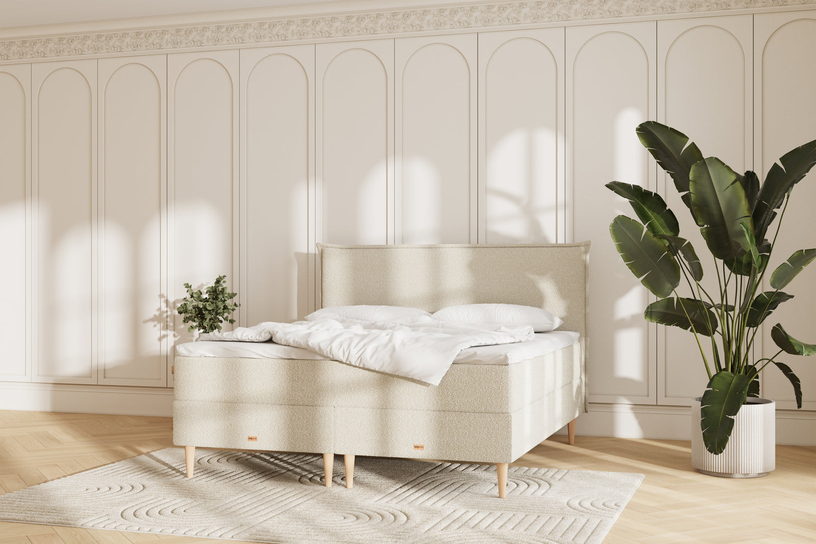 Juna Kontinentalseng - 180x200 - Bouclé Creme