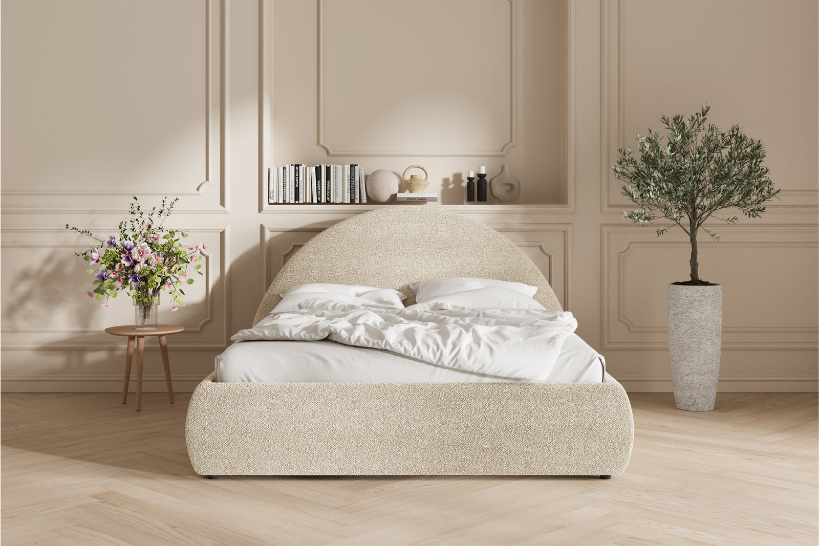 Lova Sengeramme - 180x200 - Bouclé Beige