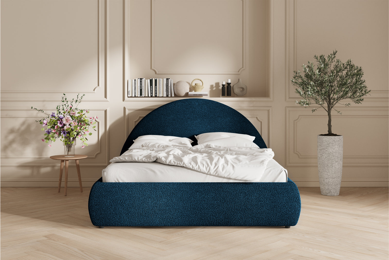 Lova Sengeramme - 140x200 - Bouclé Deep Blue