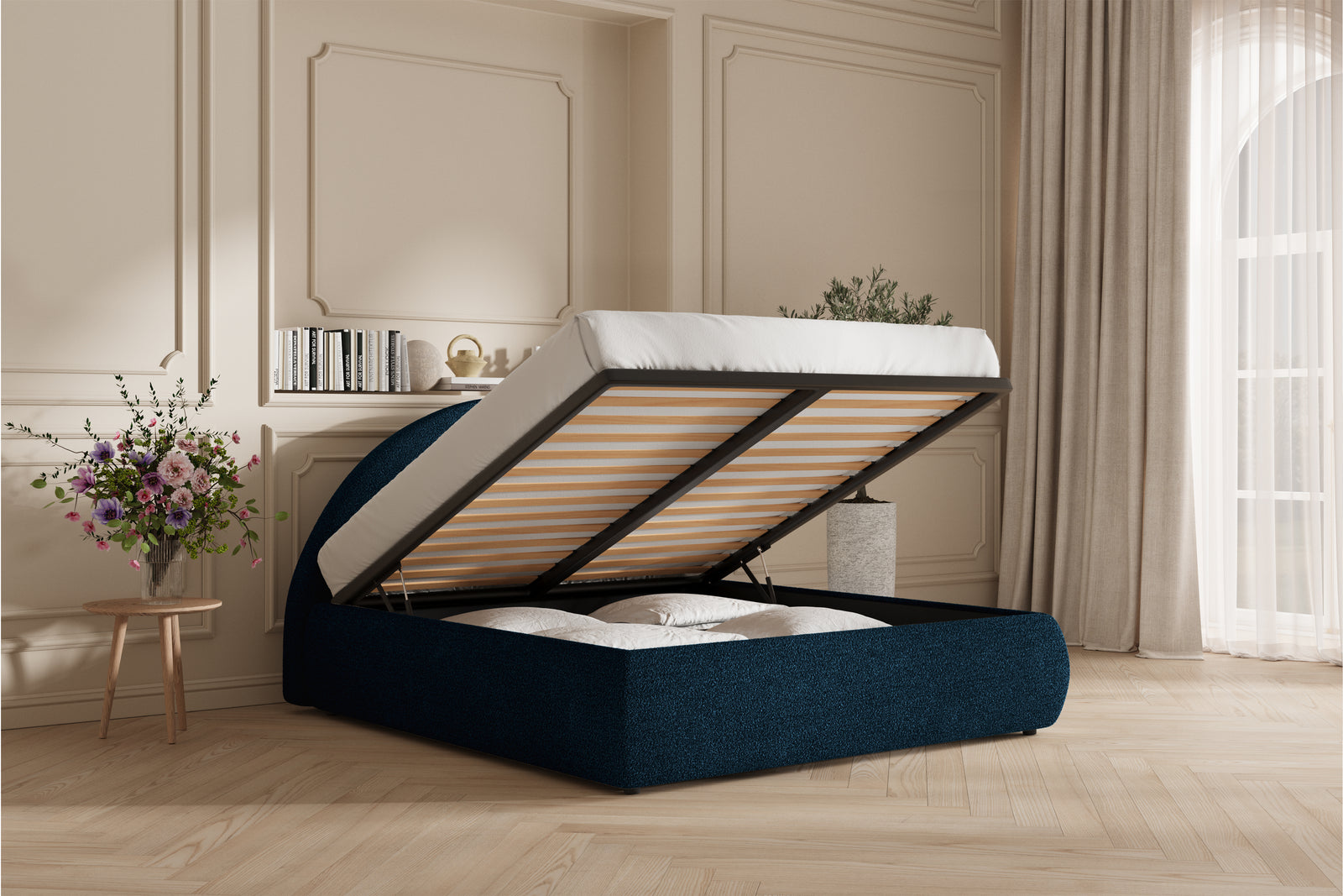 Lova Sengeramme - 180x200 - Bouclé Deep Blue
