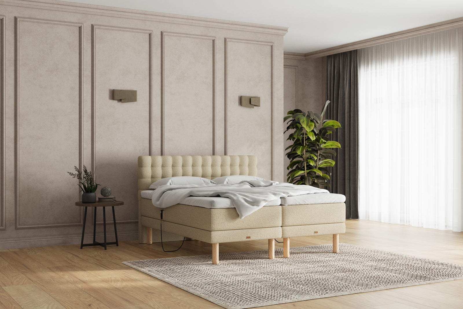 SÖVNN Naja Elevationsseng - 140x200 - Lys beige