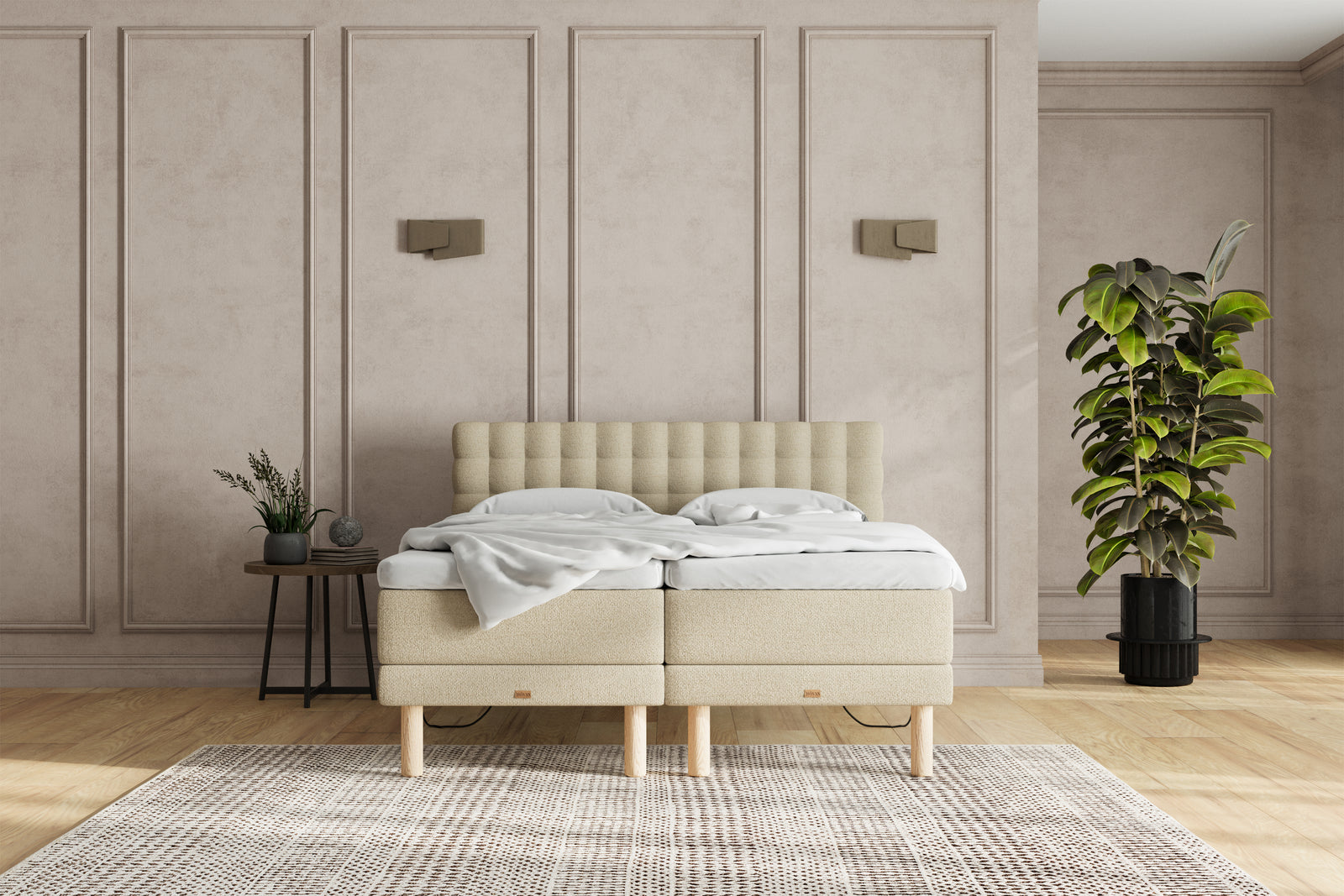 SÖVNN Naja Elevationsseng - 140x200 - Lys beige
