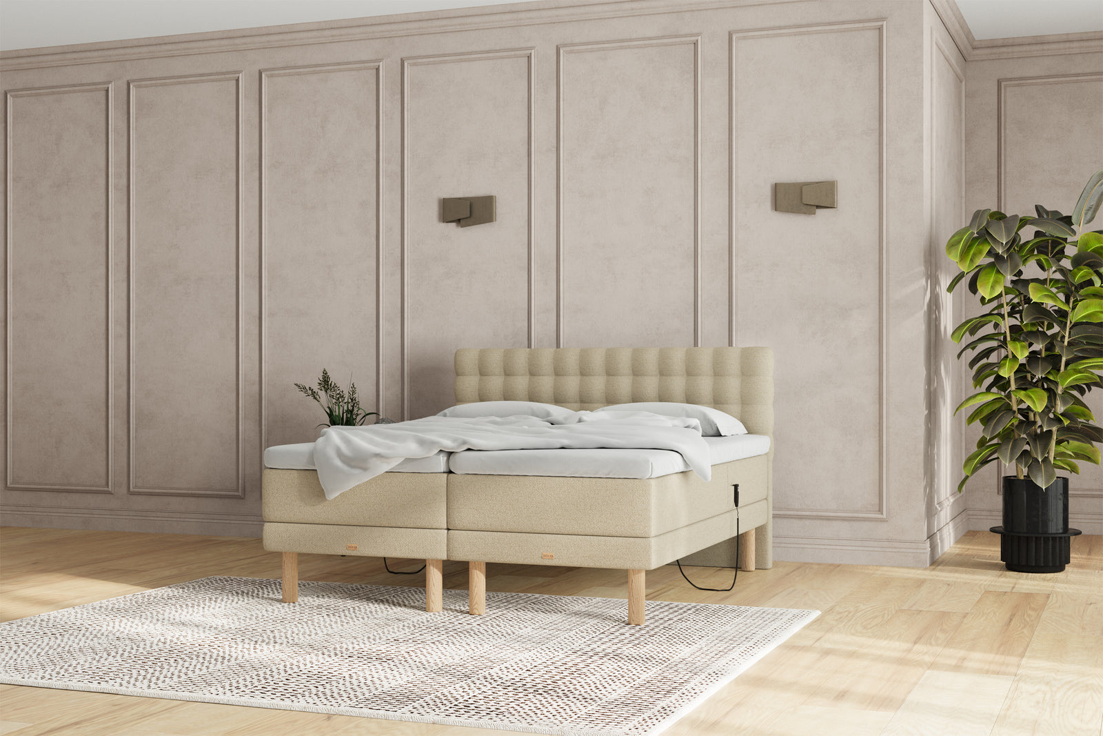 SÖVNN Naja Elevationsseng - 140x200 - Lys beige