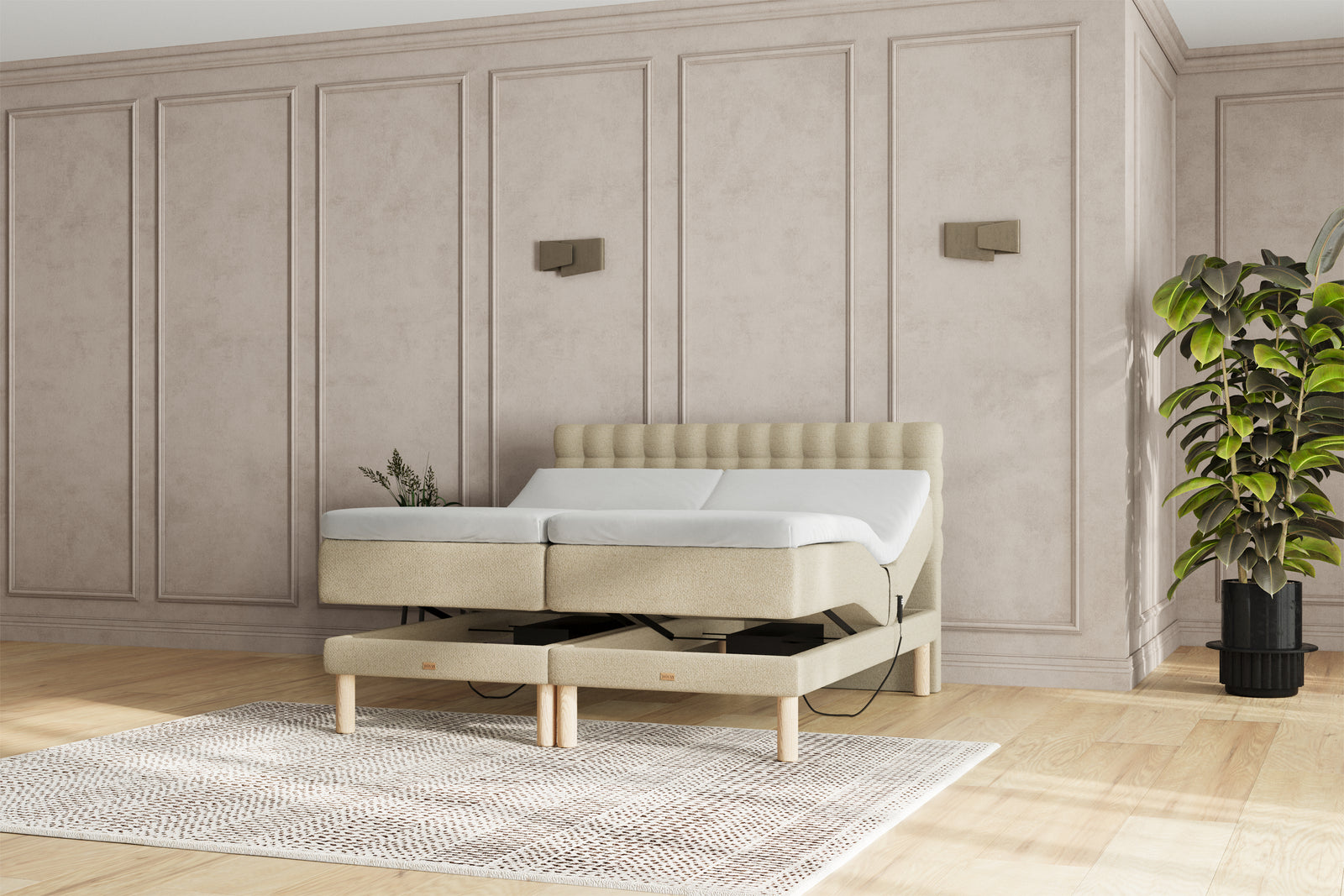 SÖVNN Naja Elevationsseng - 140x200 - Lys beige