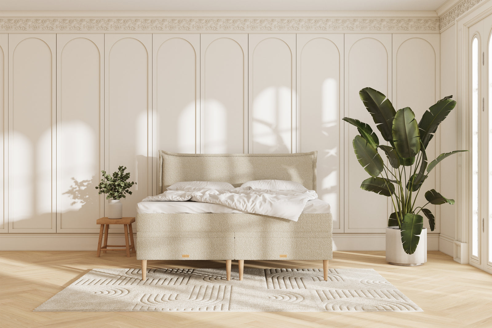 Noor Opbevaringsseng - 180x200 - bouclé beige