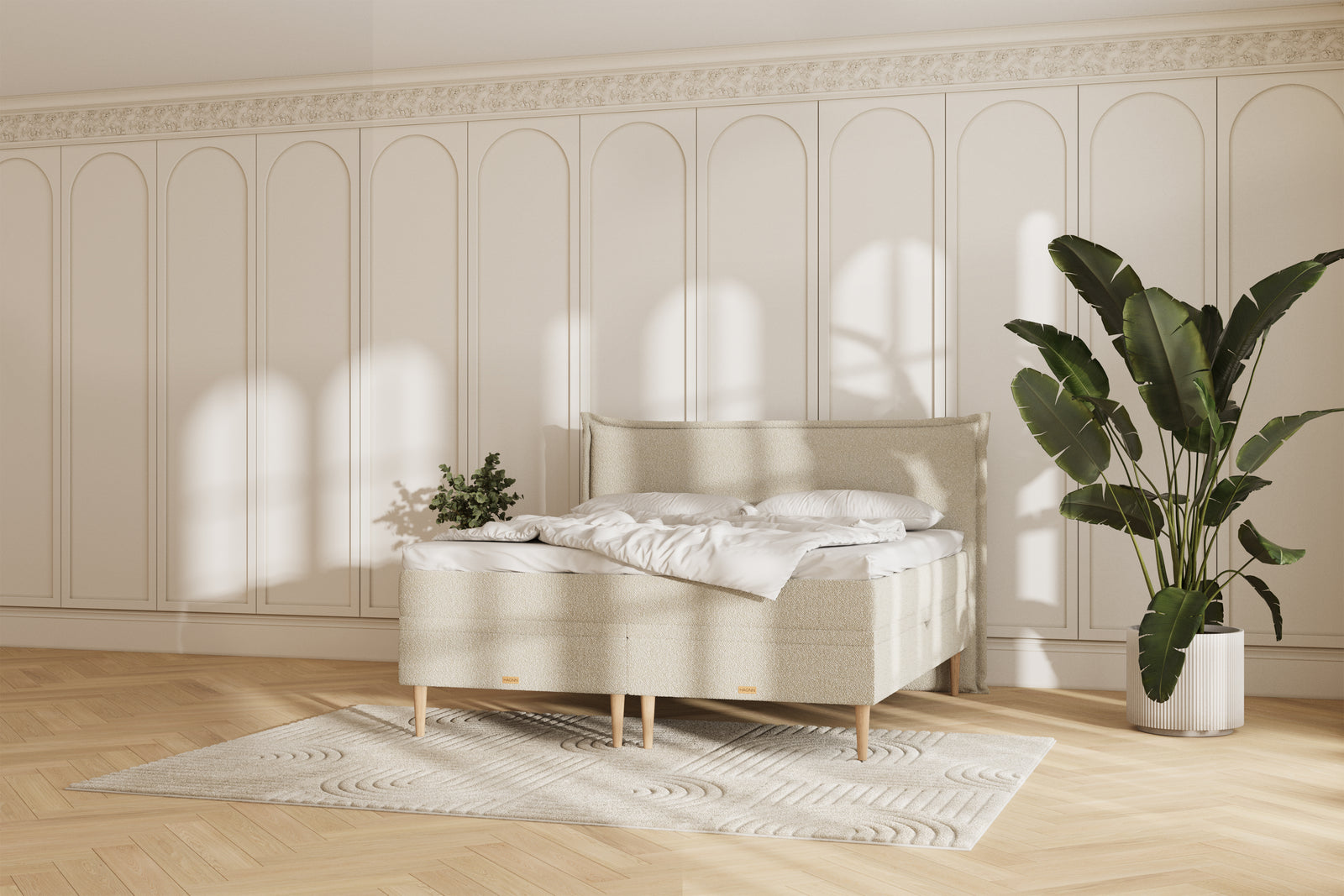 Noor Opbevaringsseng - 180x200 - bouclé beige