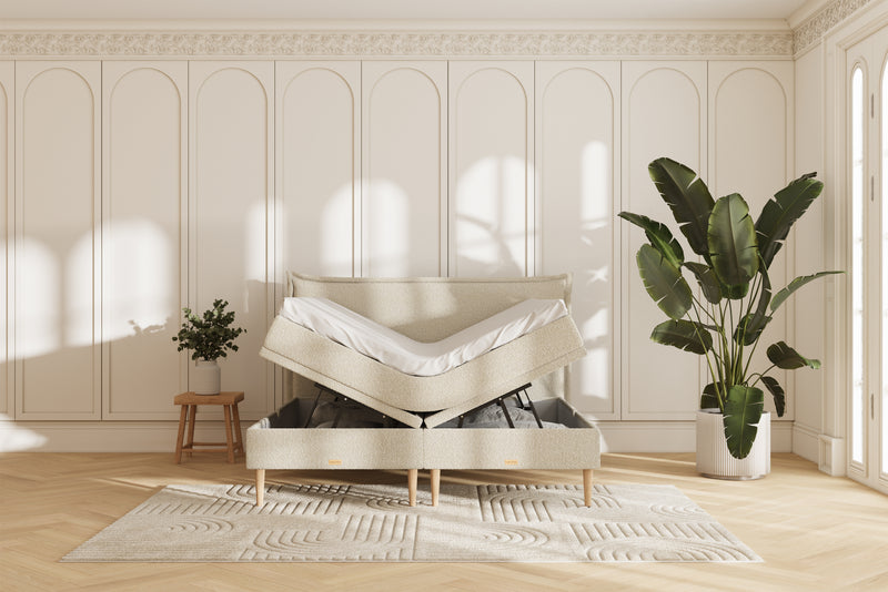 Noor Opbevaringsseng - 180x200 - bouclé beige