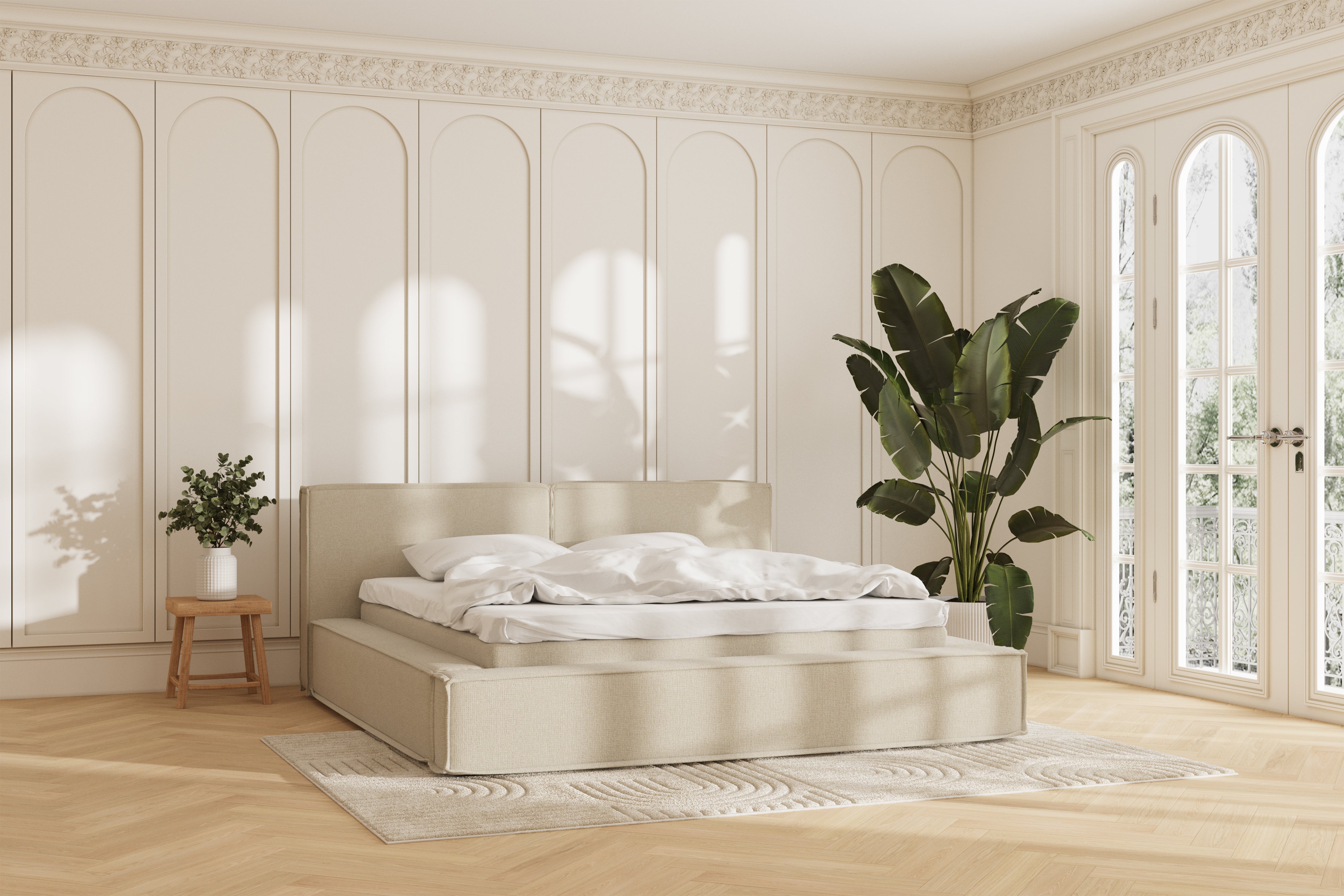 Oria sengeramme - beige - 180x200