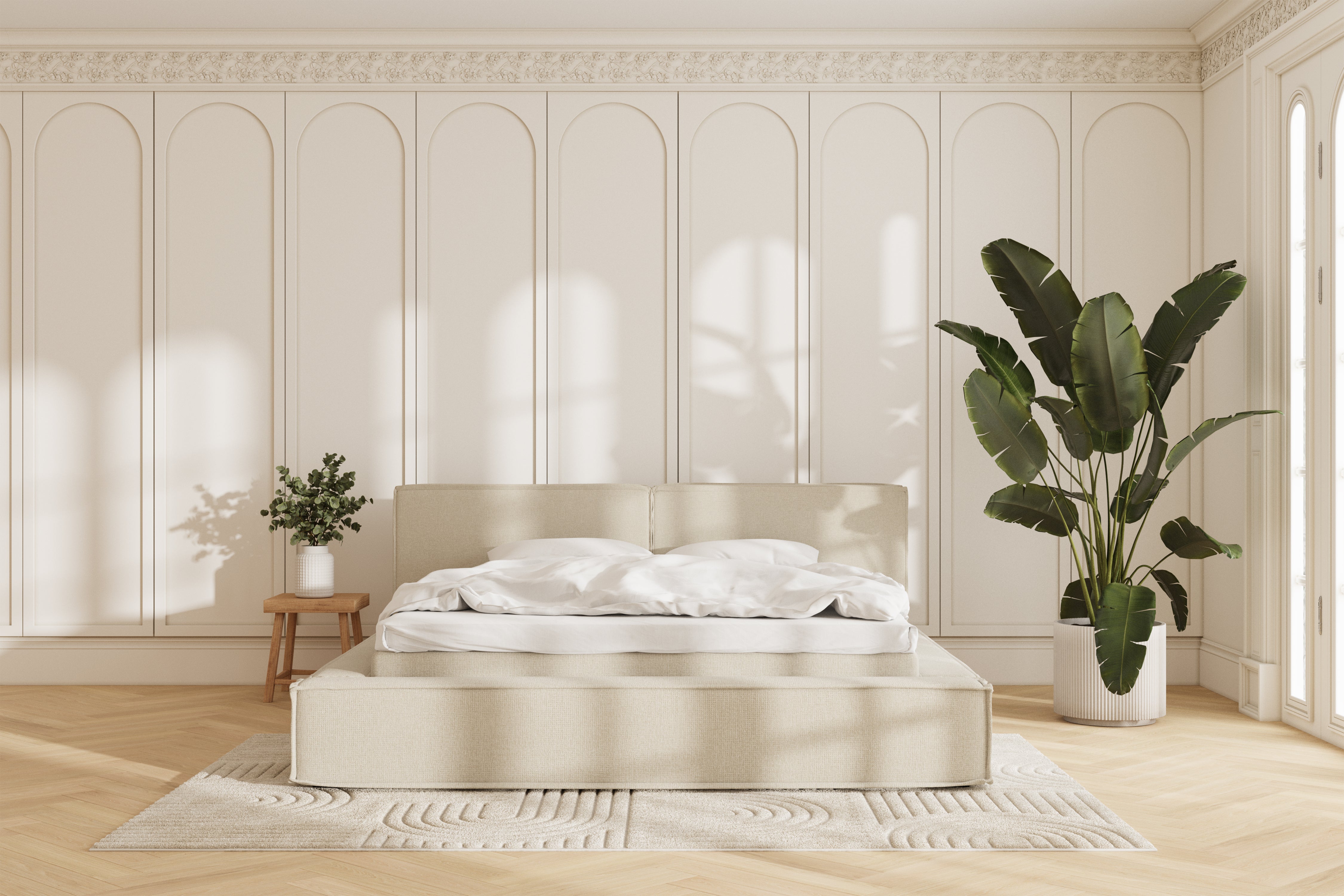 Oria sengeramme - beige - 180x200