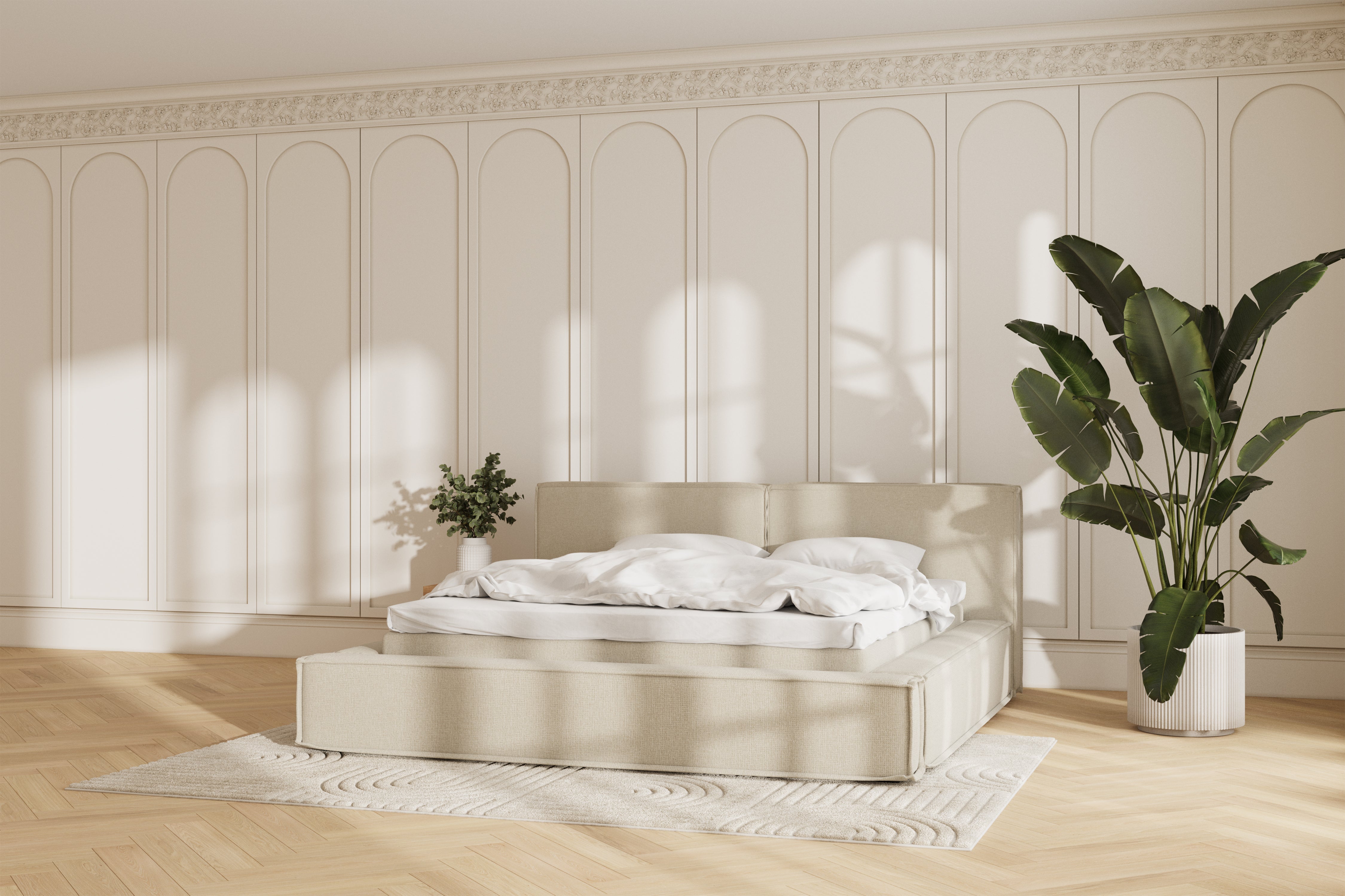 Oria sengeramme - beige - 180x200