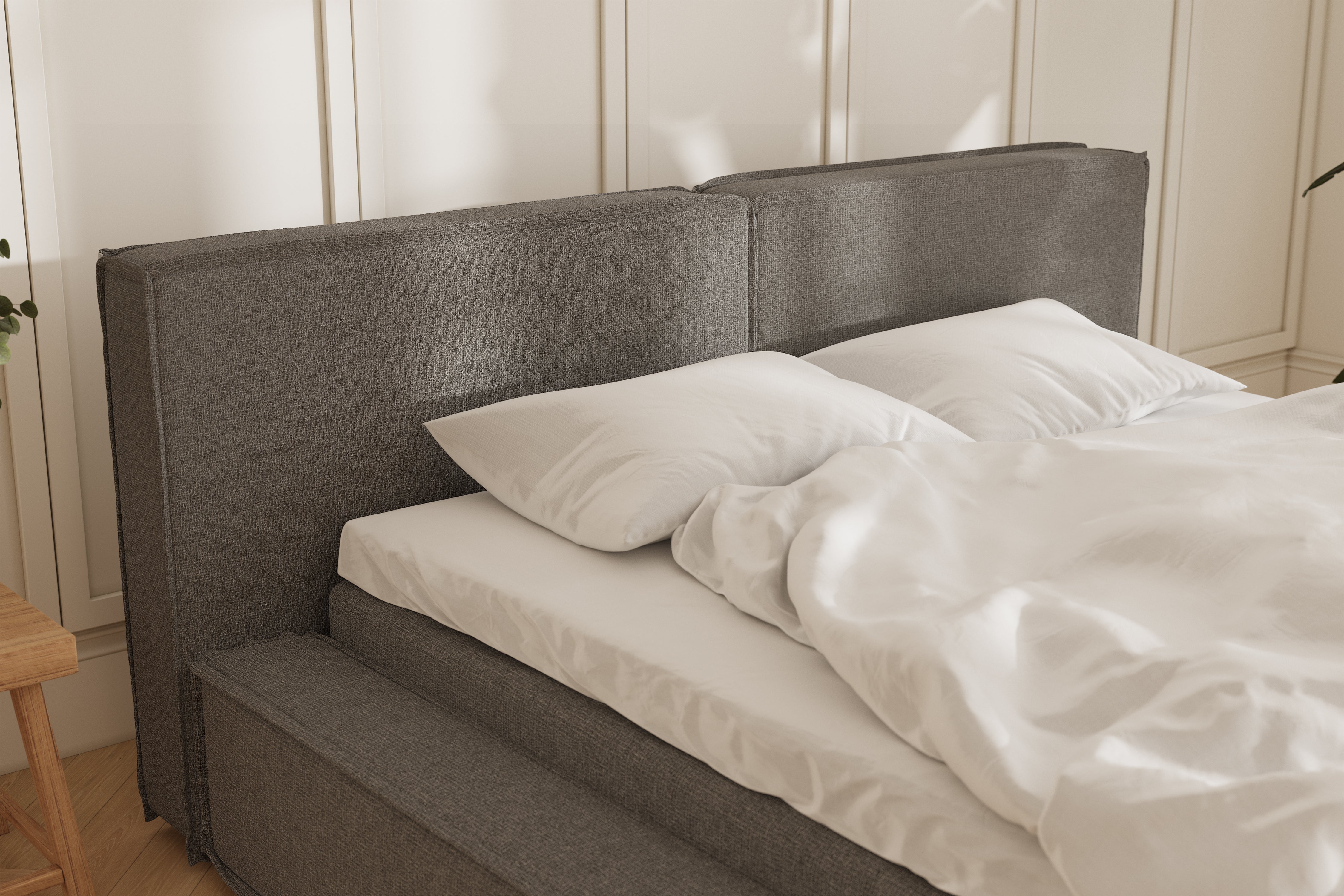 Oria sengeramme - grey - 180x200