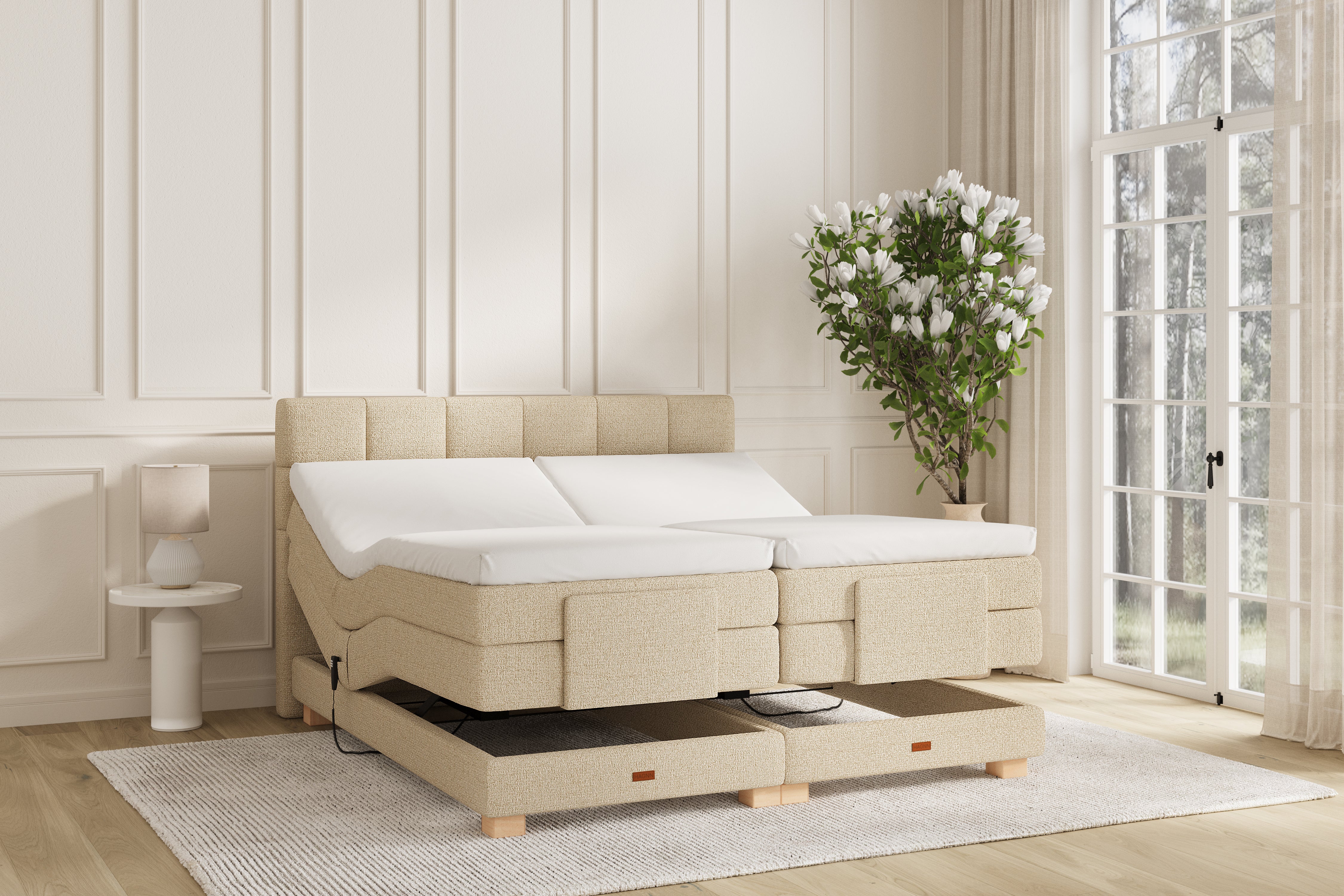 SÖVNN Osva Elevationsseng - 180x200 - Lys beige