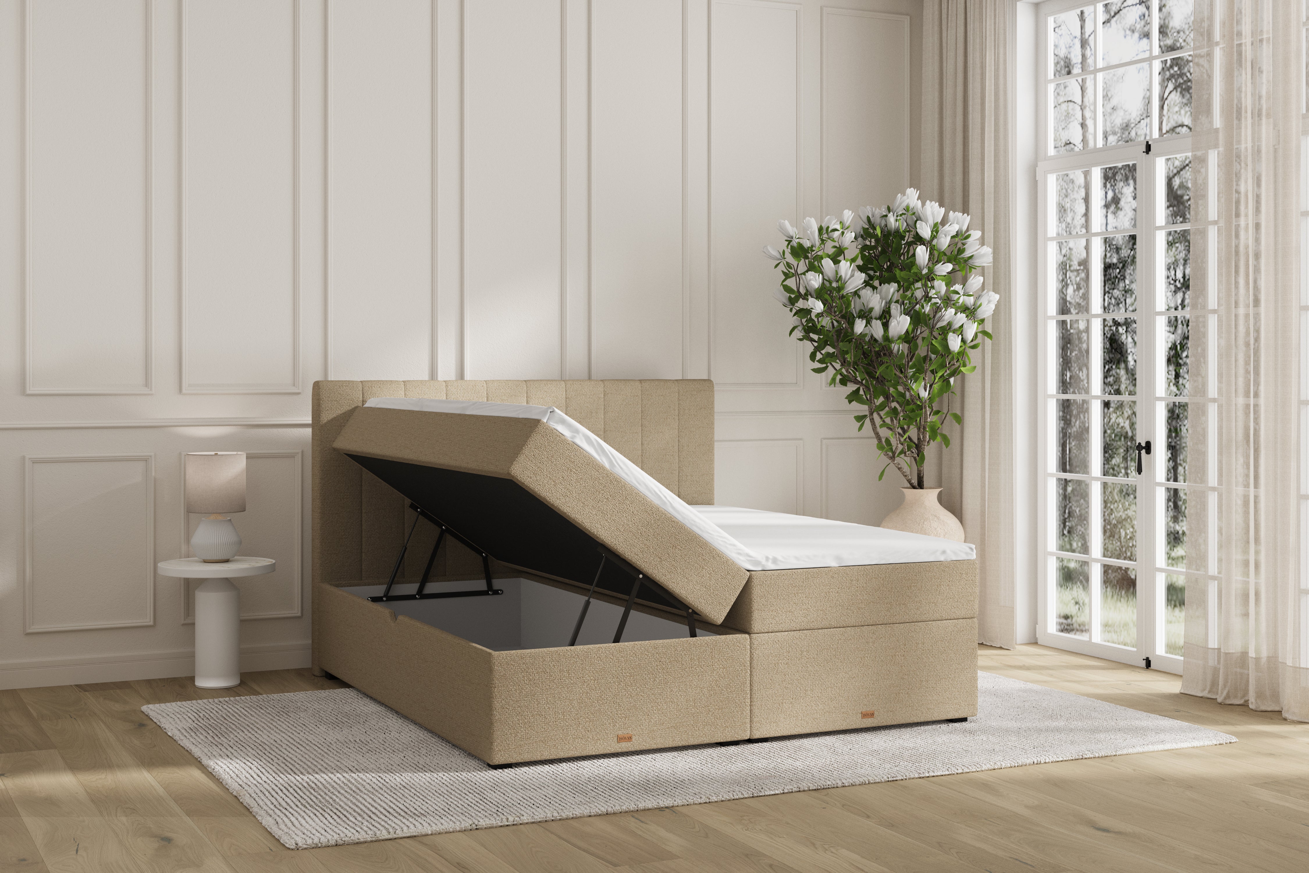 SÖVNN Ronja Boxseng Med Opbevaring - 180x200 - Sand