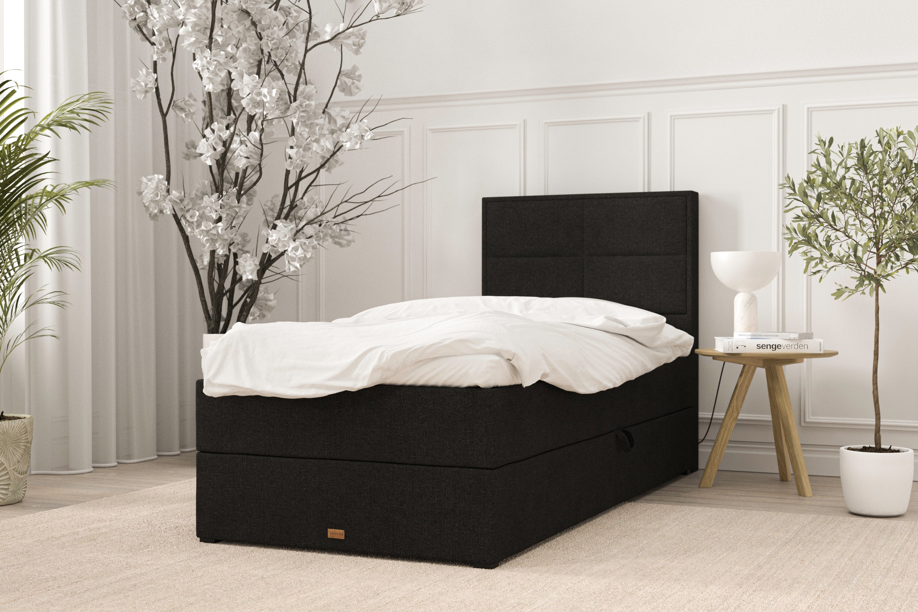 SÖVNN Ronja Boxseng Med Opbevaring - 90x200 - Sort