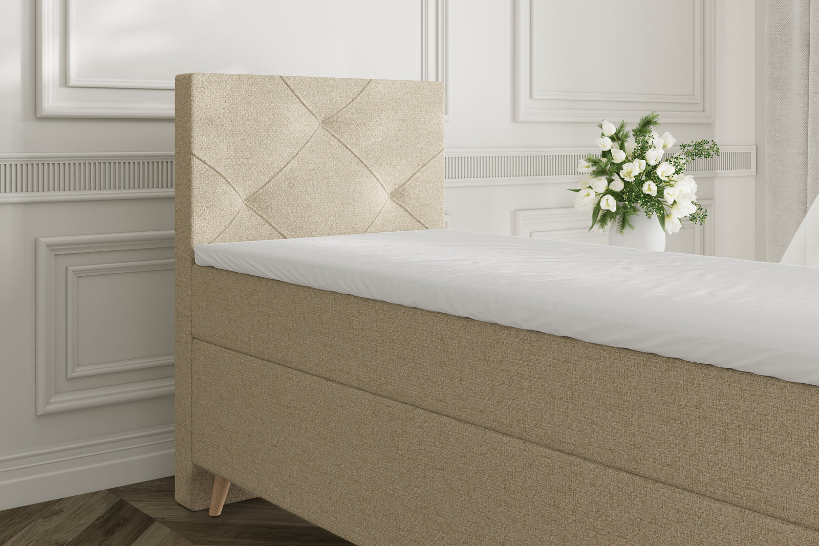 SÖVNN Thea Boxseng Med Opbevaring - 90x200 - Lys beige