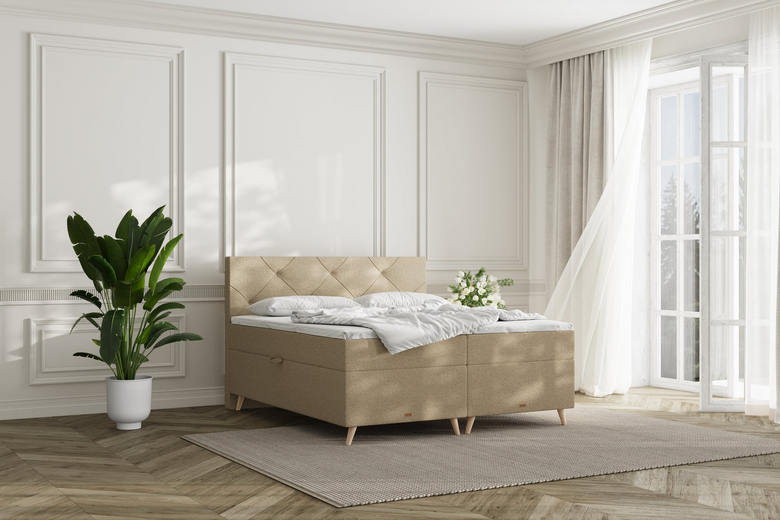 SÖVNN Thea Boxseng Med Opbevaring - 180x200 - Sand