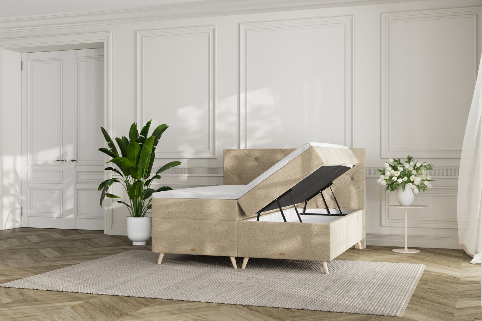 SÖVNN Thea Boxseng Med Opbevaring - 180x200 - Sand