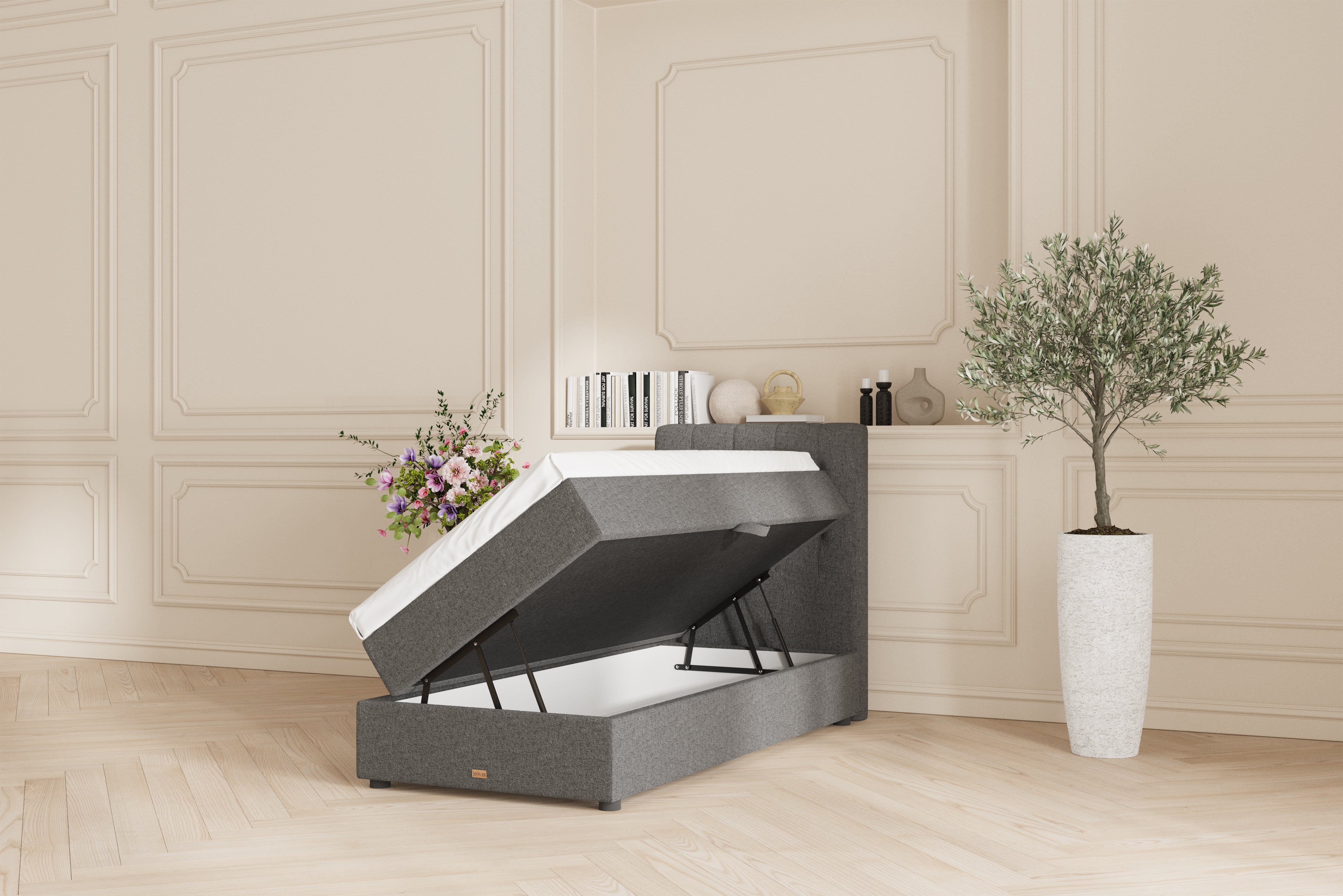 SÖVNN Vera Boxseng Med Opbevaring - 90x200 - Grå