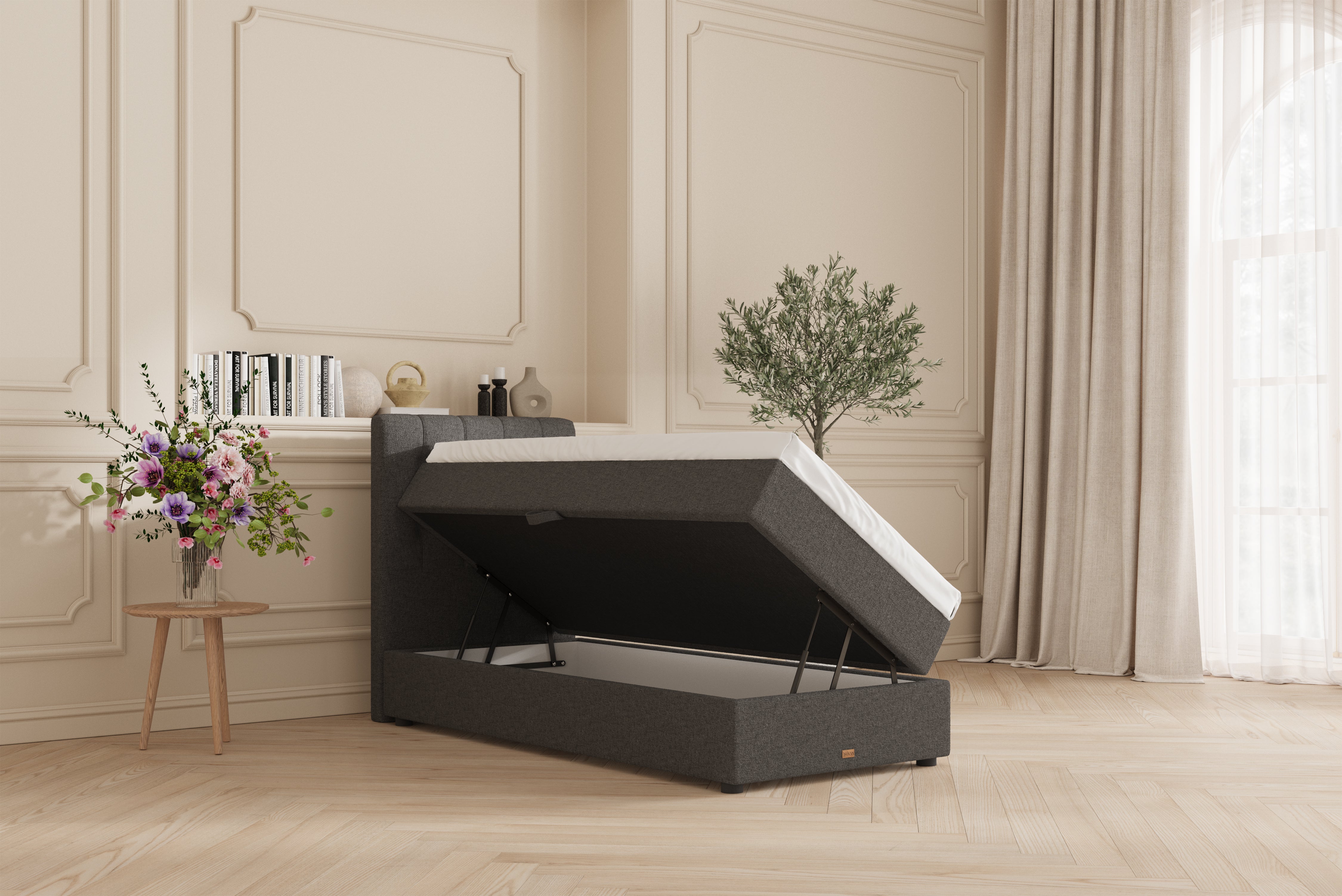 SÖVNN Vera Boxseng Med Opbevaring - 90x200 - Grå