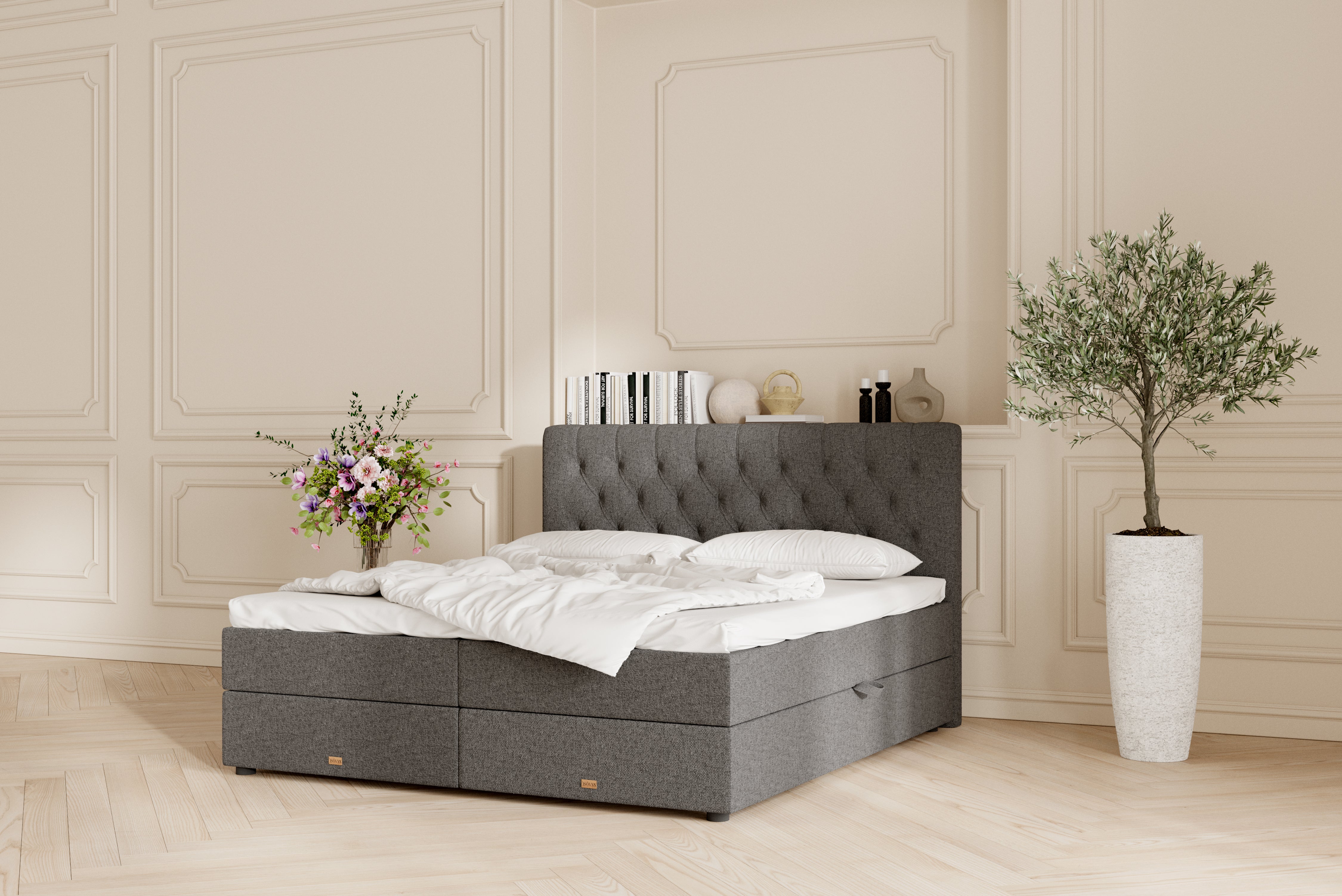 SÖVNN Vera Boxseng Med Opbevaring - 180x210 - Grå