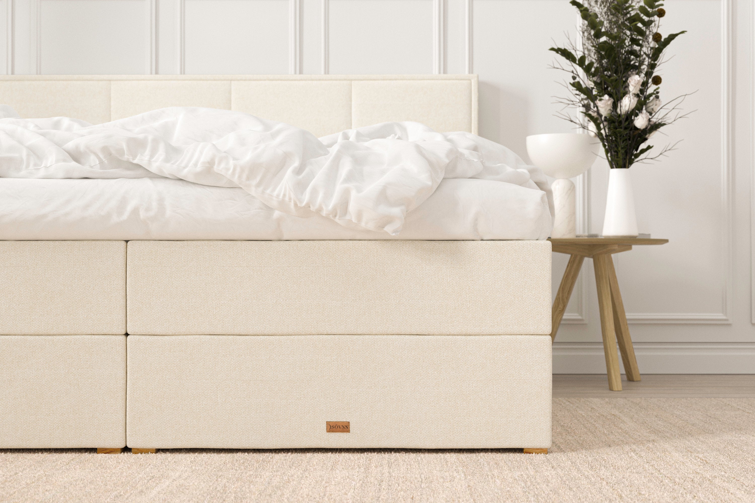 SÖVNN Freya Boxseng Med Opbevaring - 160x200 - Lys beige