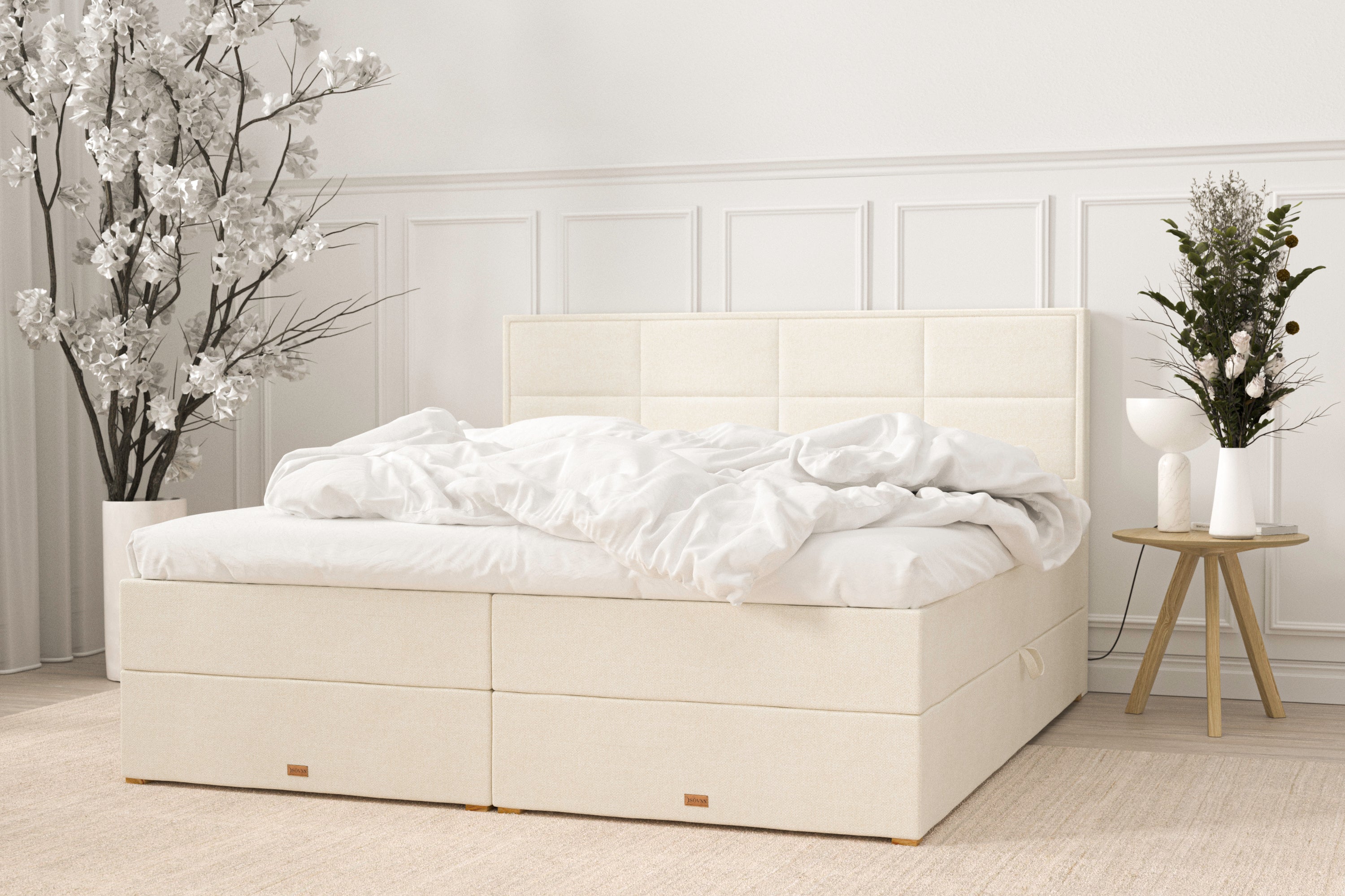 SÖVNN Freya Boxseng Med Opbevaring - 160x200 - Lys beige