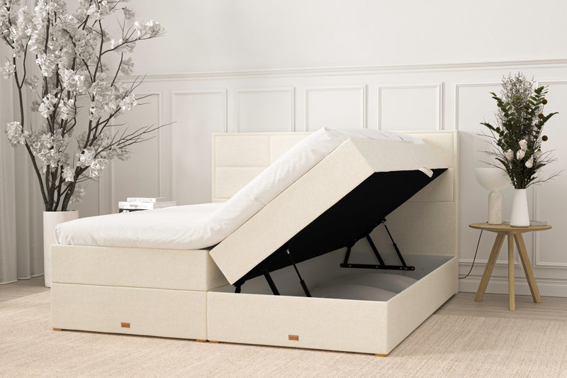 SÖVNN Freya Boxseng Med Opbevaring - 180x200 - Lys beige