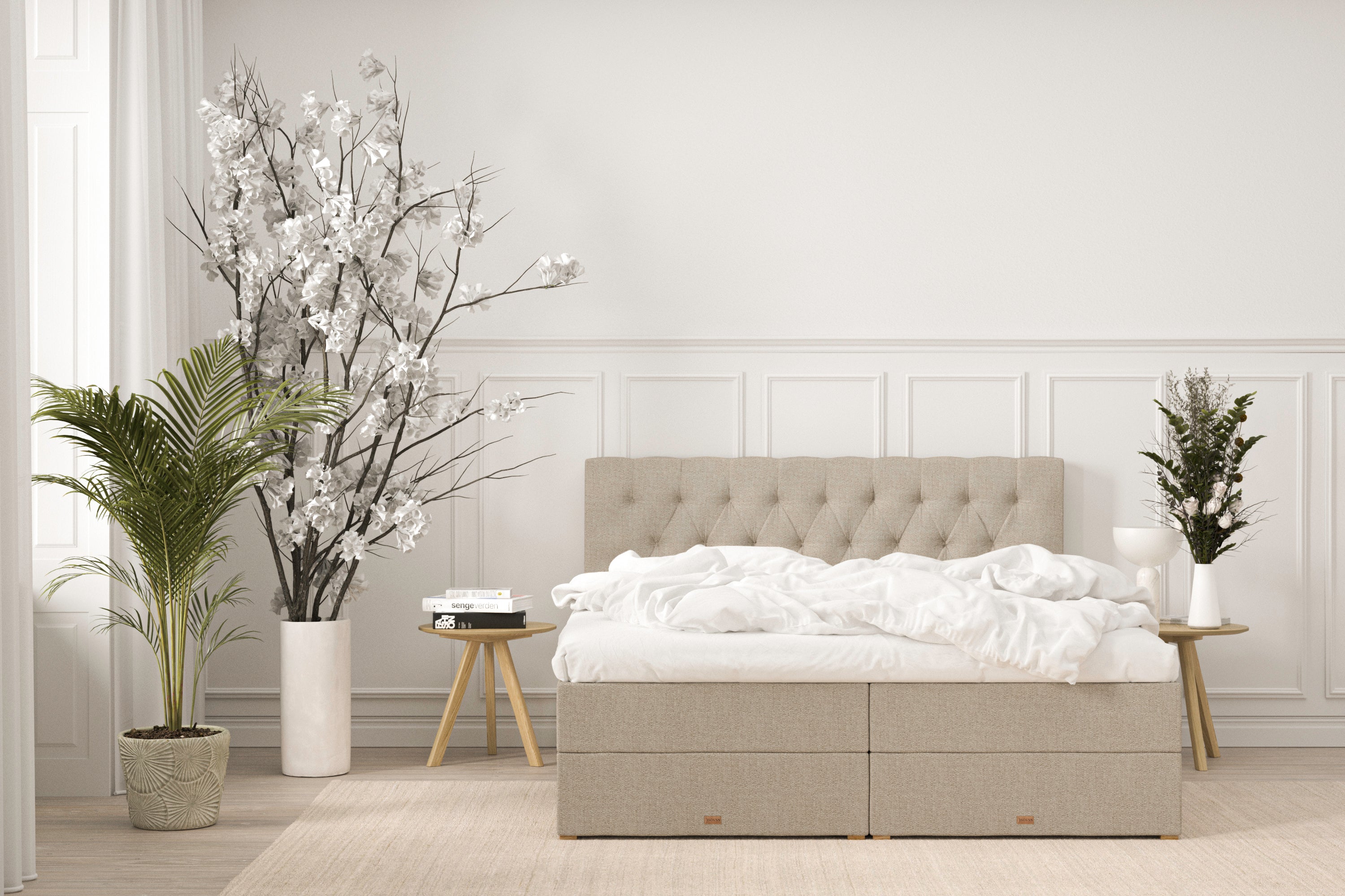 SÖVNN Freya Boxseng Med Opbevaring - 210x210 - Sand