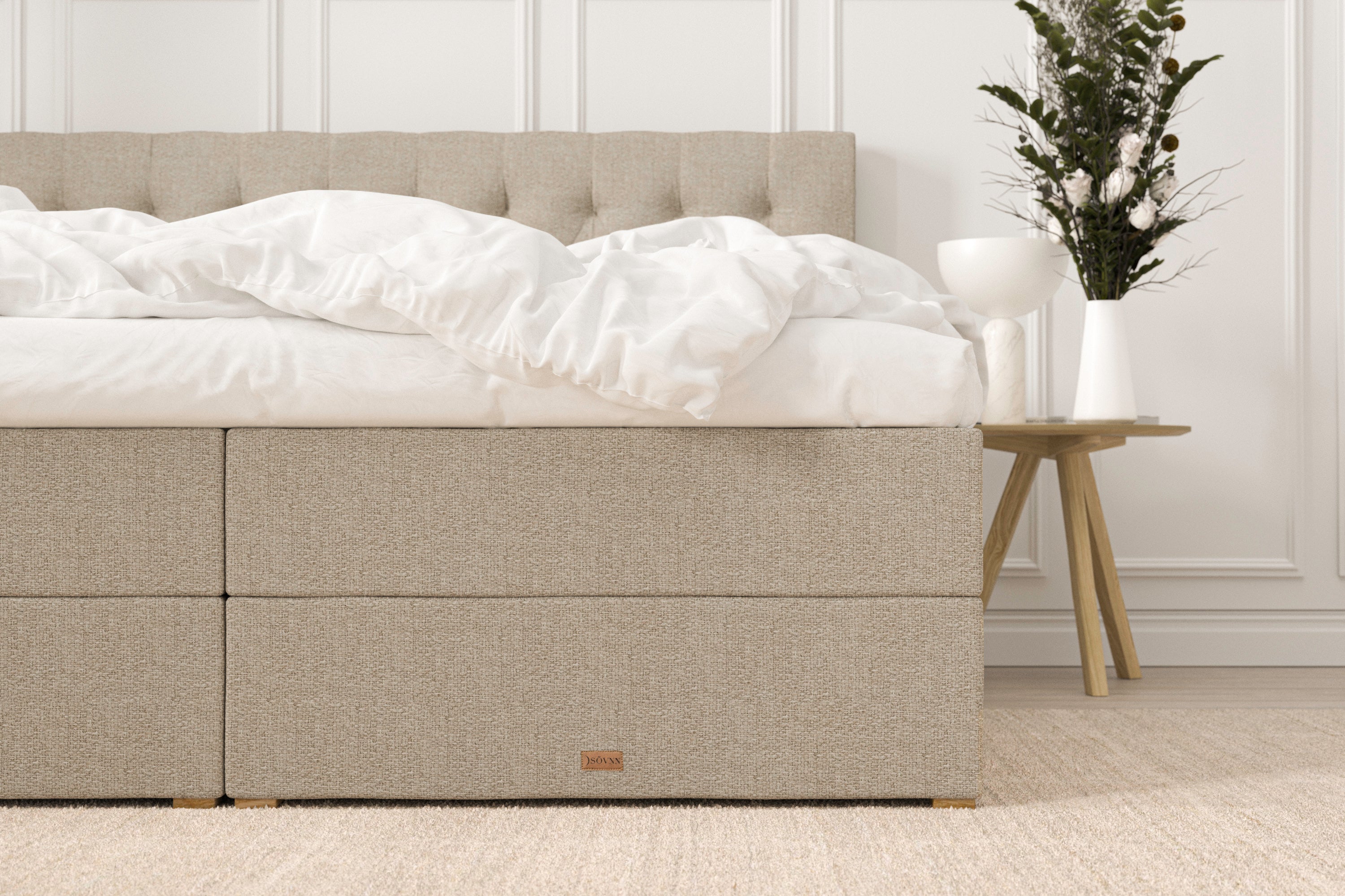 SÖVNN Freya Boxseng Med Opbevaring - 210x210 - Sand