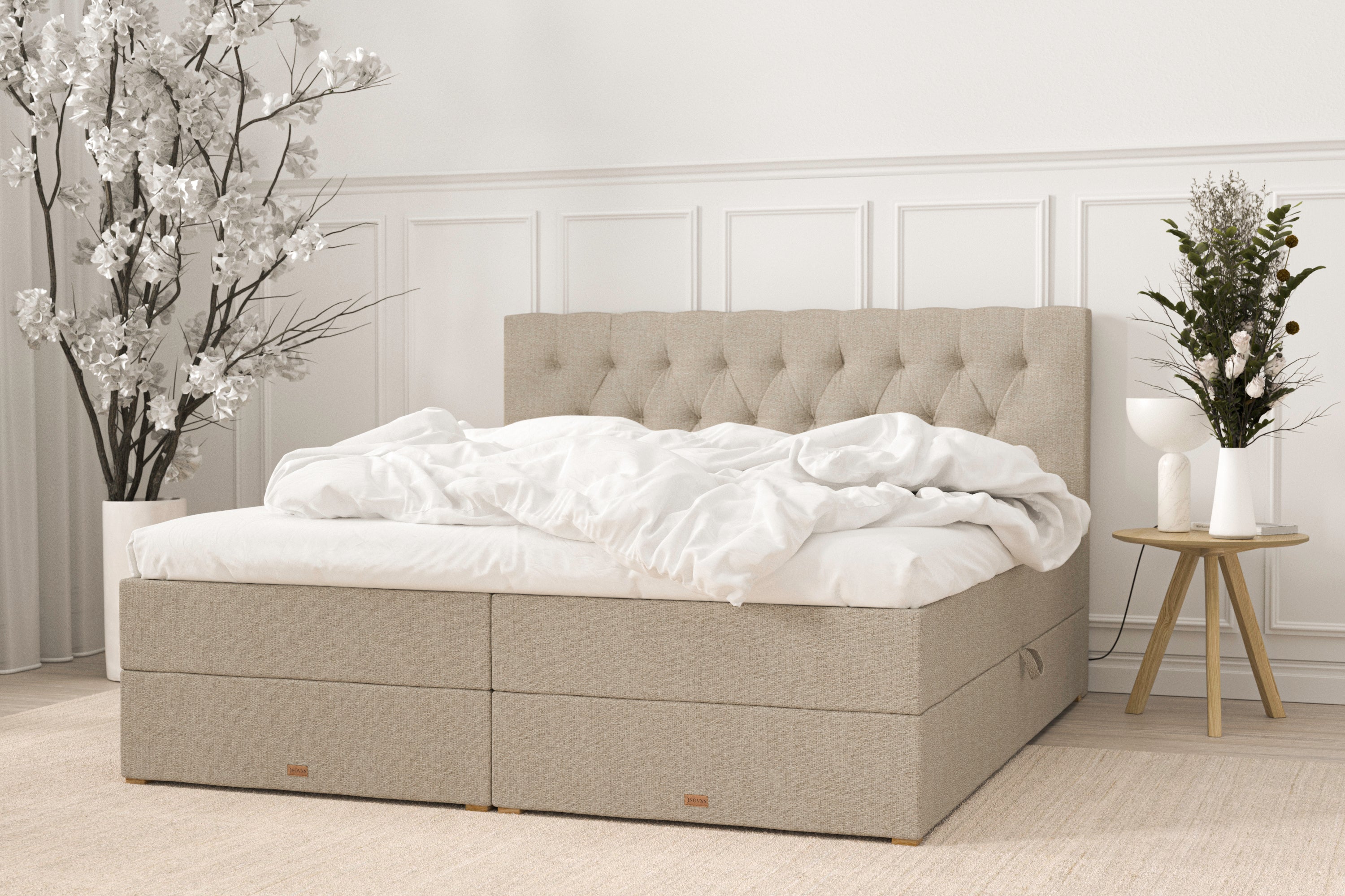 SÖVNN Freya Boxseng Med Opbevaring - 210x210 - Sand