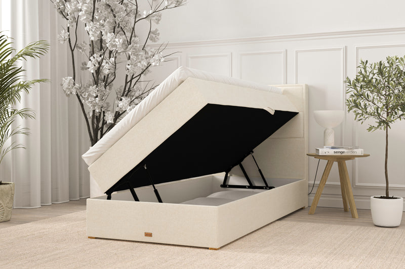 SÖVNN Ronja Boxseng Med Opbevaring - 90x200 - Lys beige