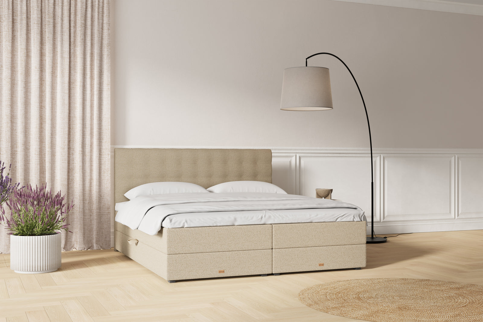 SÖVNN Xtra Boxseng Med Opbevaring - 210x210 - Sand