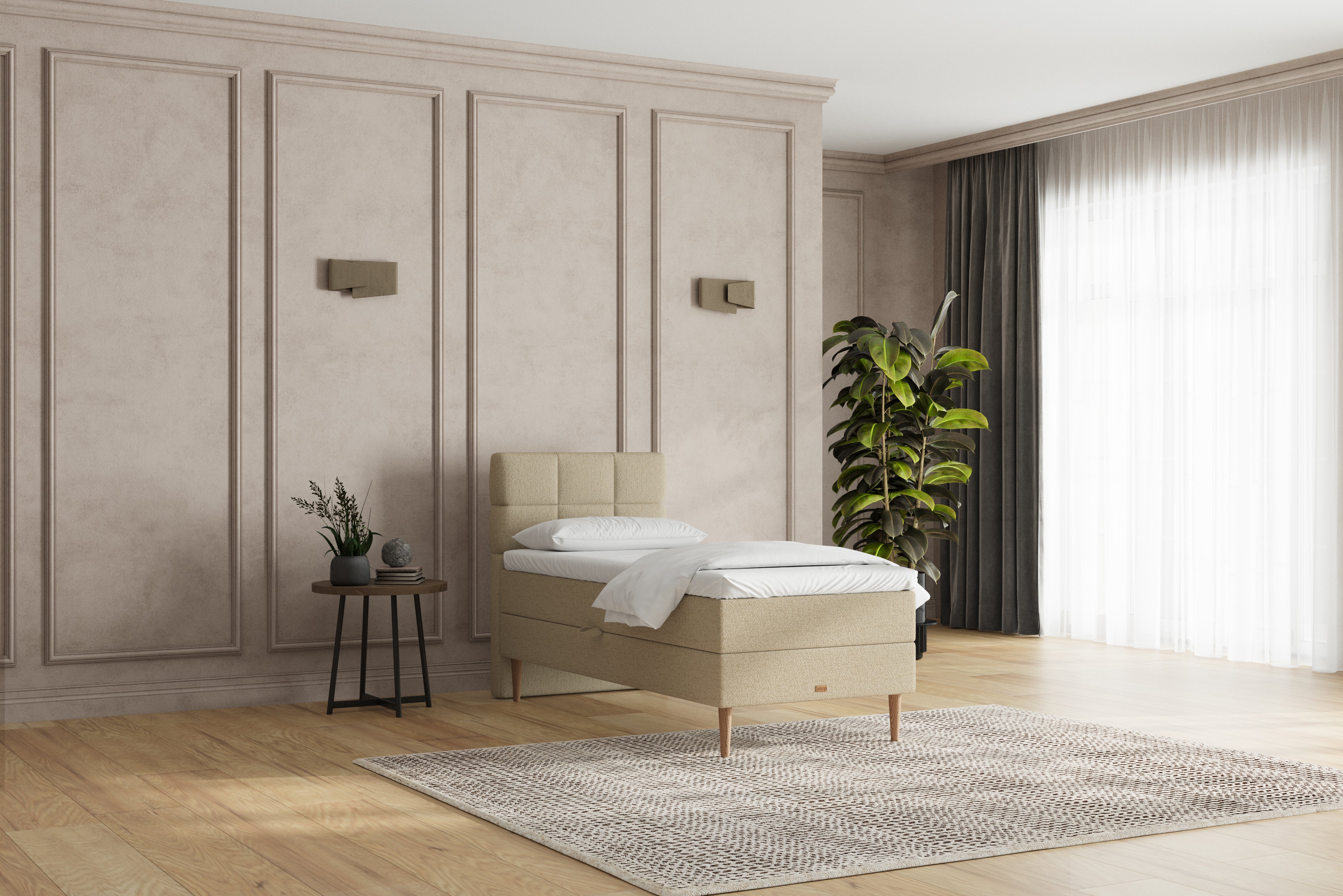 SÖVNN Zara Boxseng Med Opbevaring - 90x200 - Lys beige