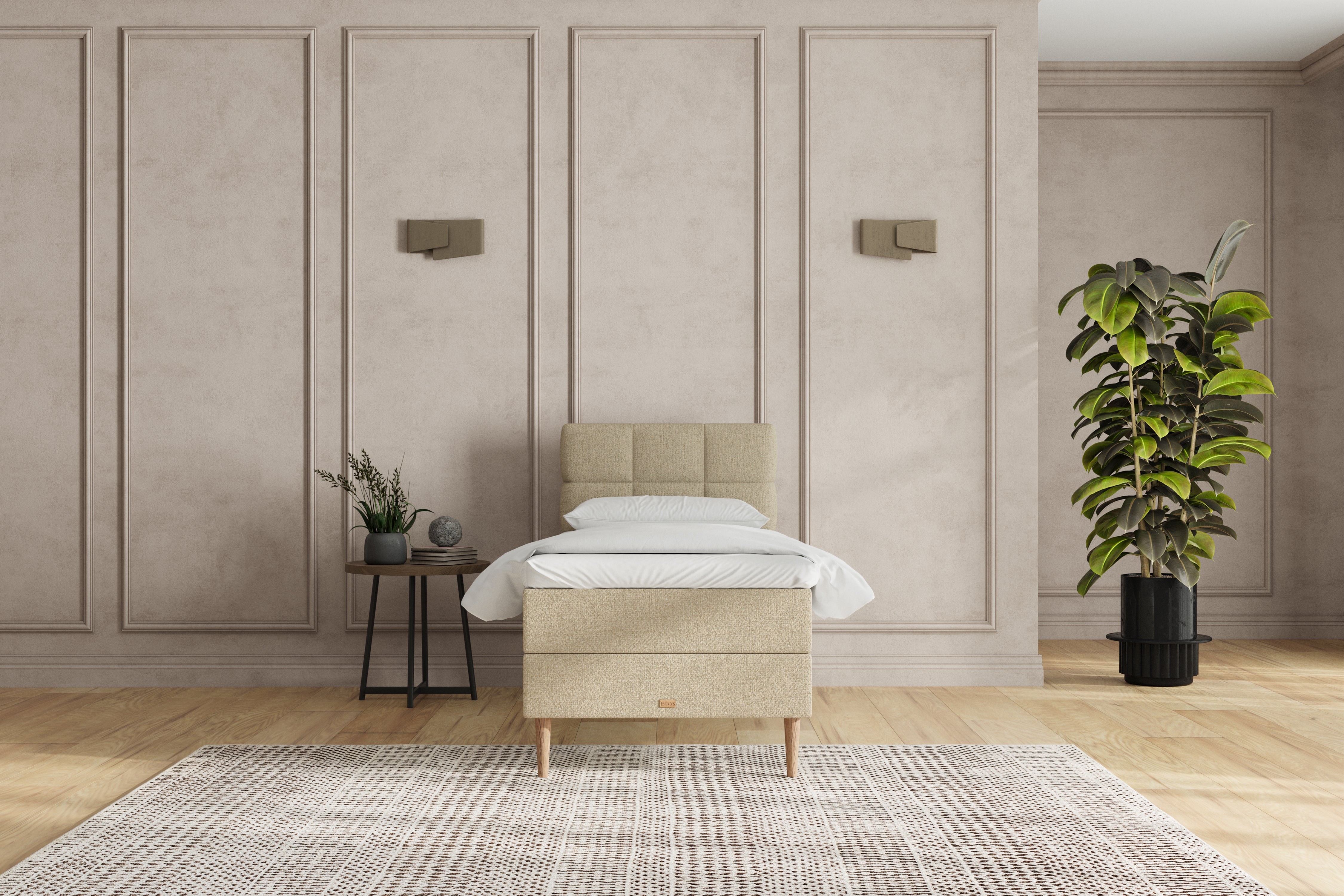 SÖVNN Zara Boxseng Med Opbevaring - 90x200 - Lys beige