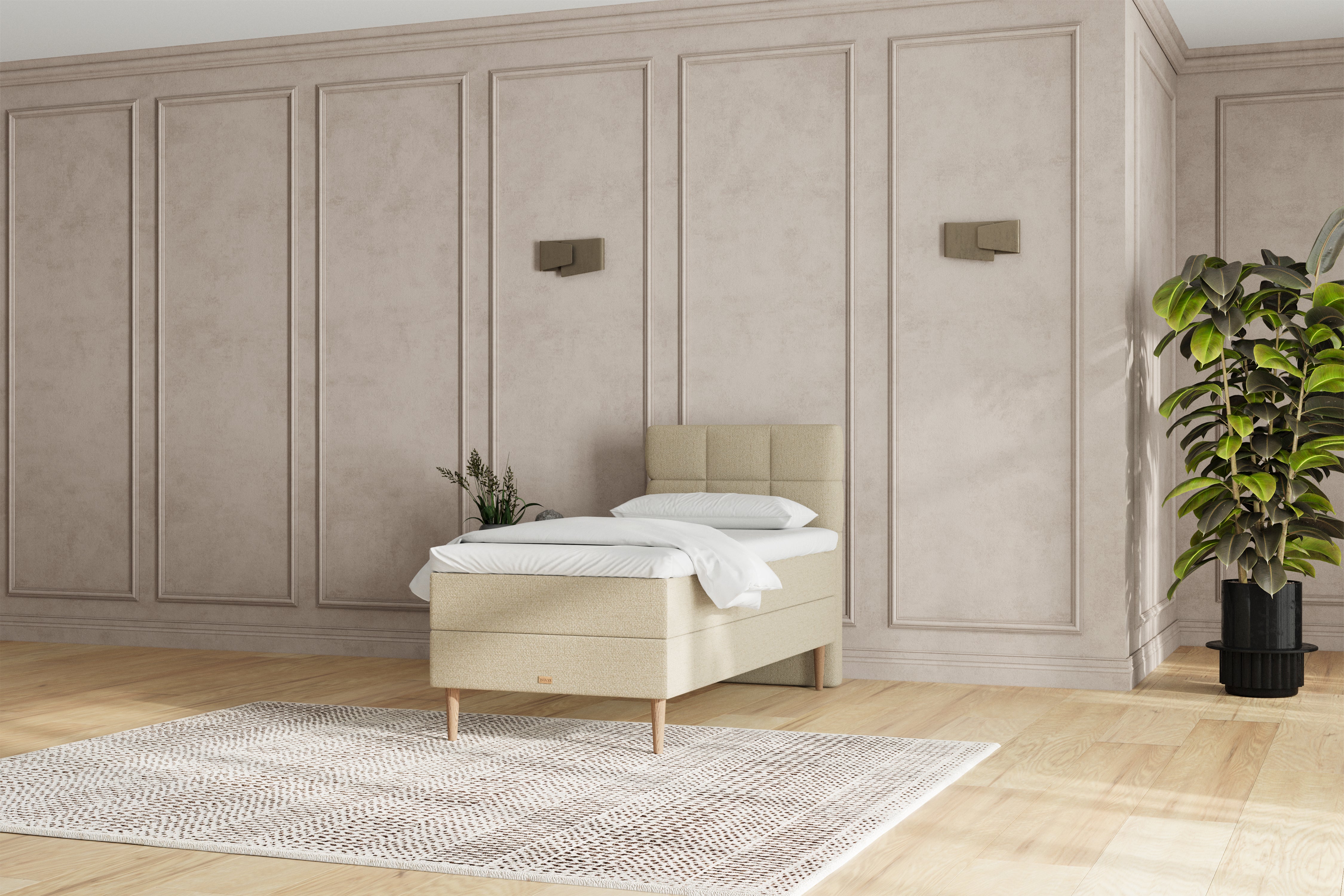 SÖVNN Zara Boxseng Med Opbevaring - 90x200 - Lys beige