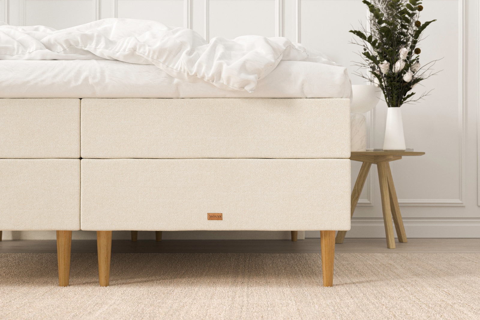 SÖVNN Klara Boxseng Med Opbevaring - 160x200 - Lys beige