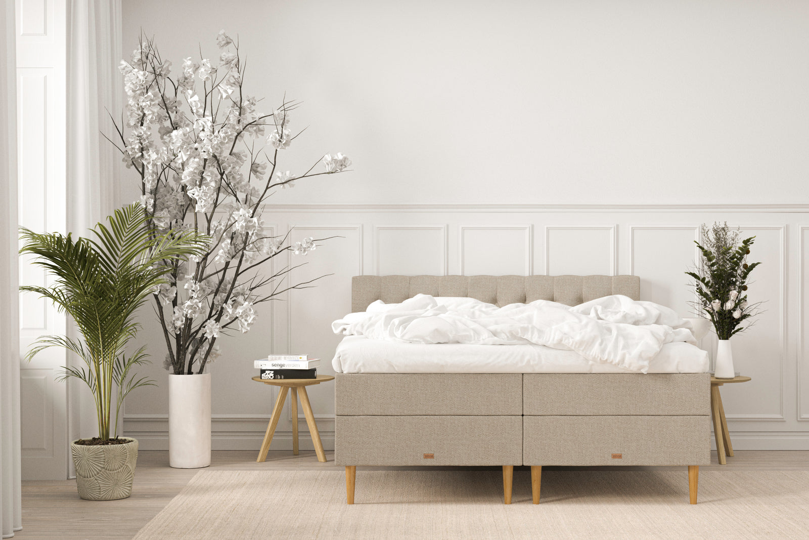 SÖVNN Alma Boxseng Med Opbevaring - 160x200 - Sand