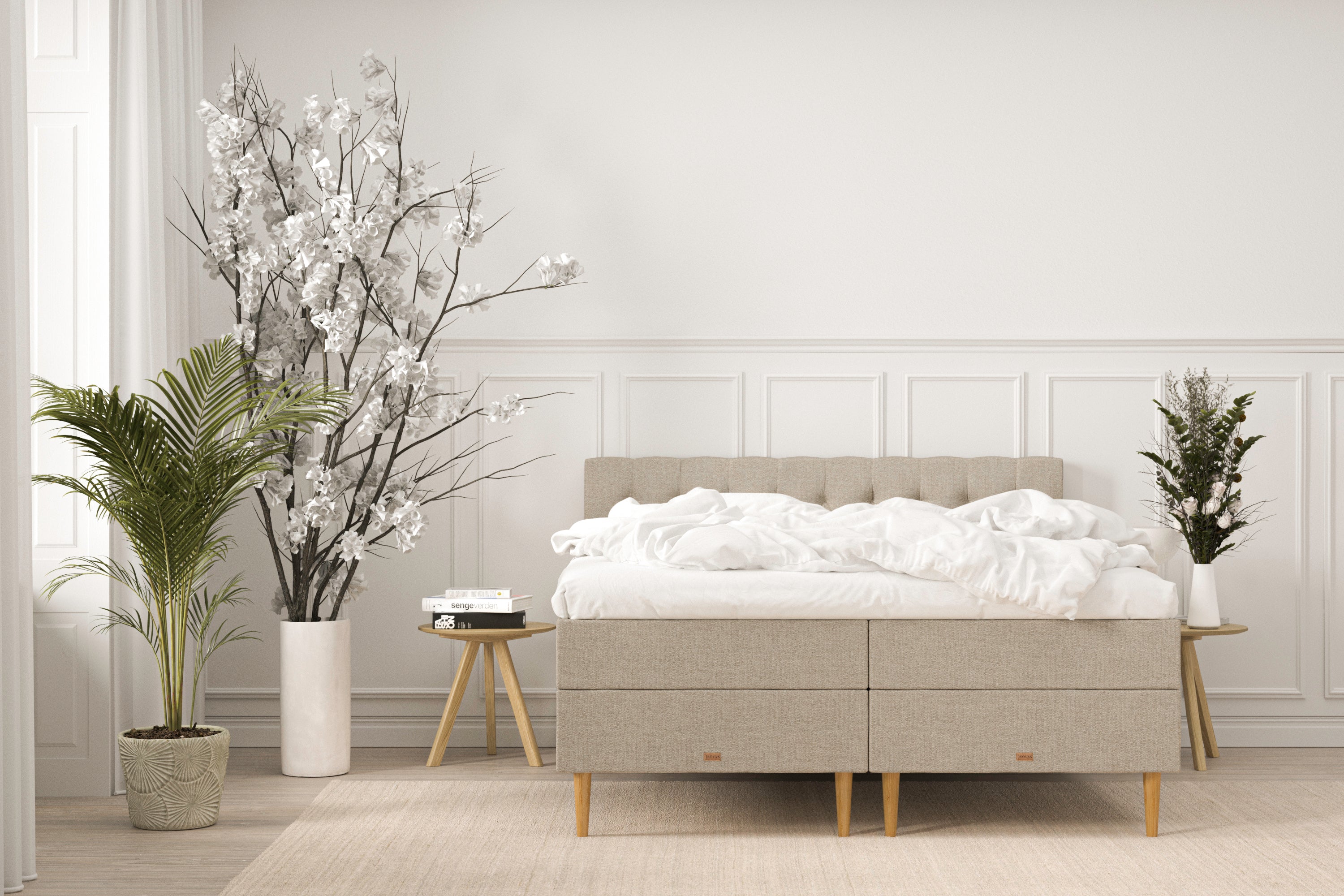 SÖVNN Alma Boxseng Med Opbevaring - 160x200 - Sand