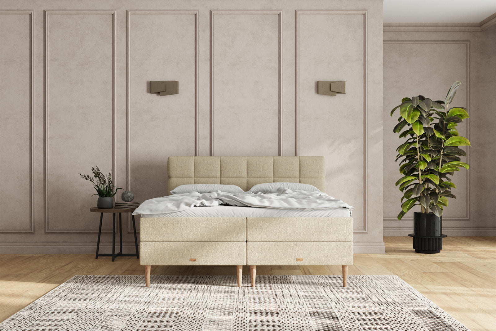 SÖVNN Zara Boxseng Med Opbevaring - 160x200 - Lys beige